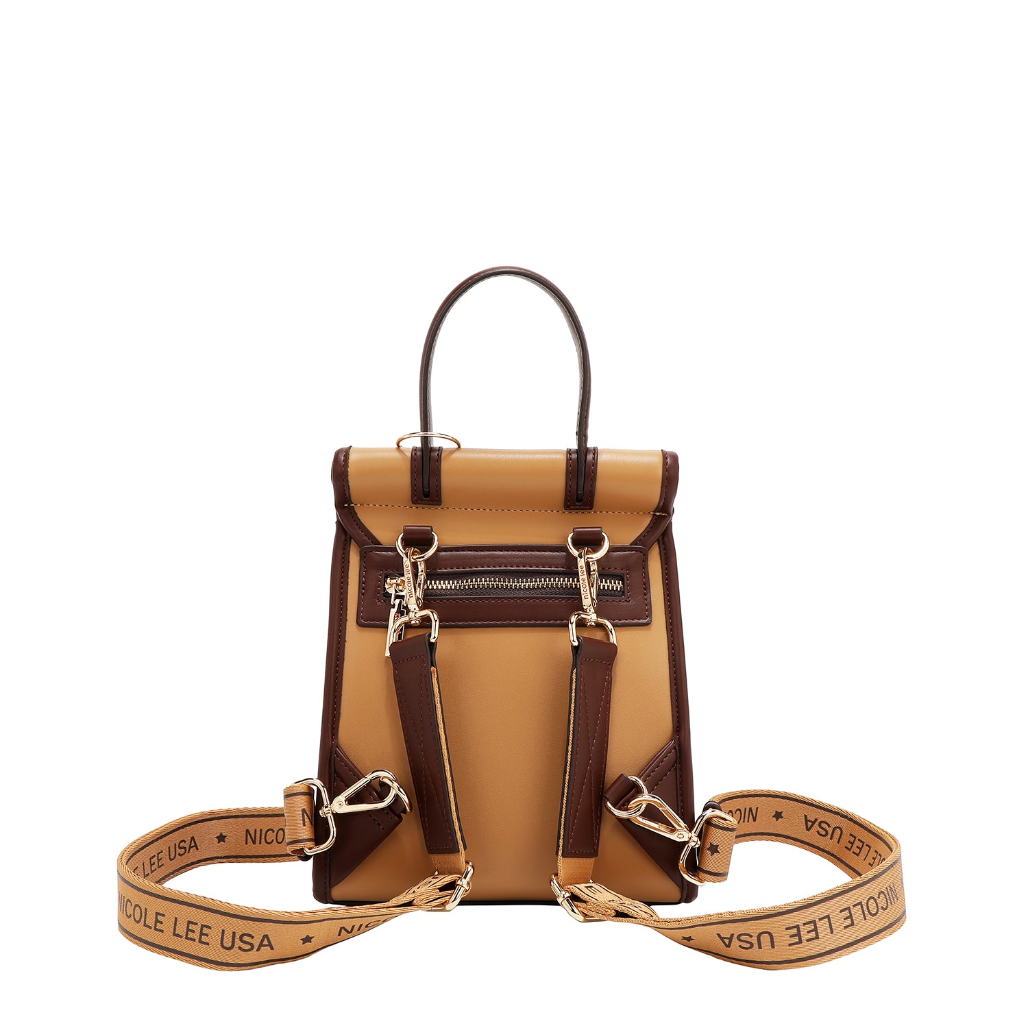 Convertible backpack with geometric cut/bag with upper handle (sand)