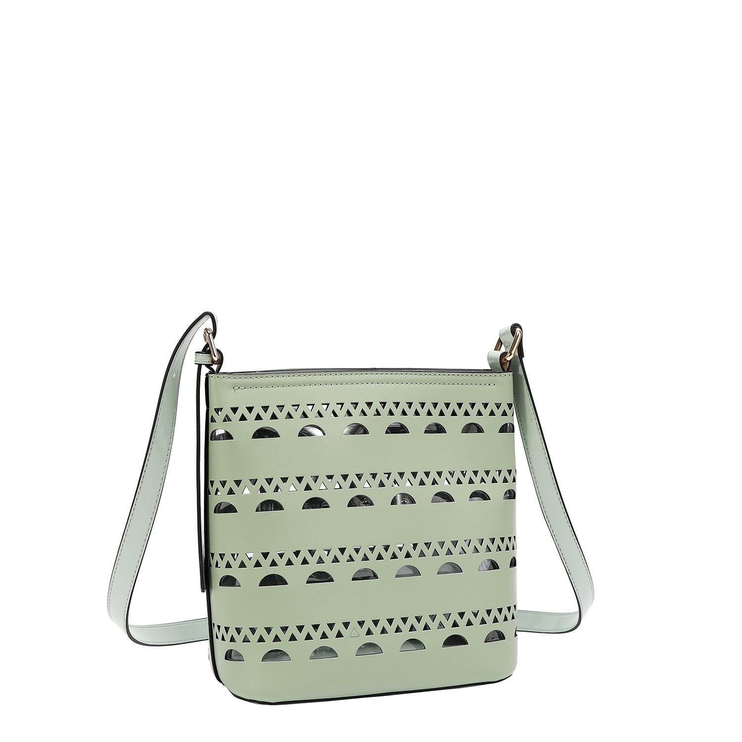 BORSA A TRACOLLA CON BORCHIE ARGENTO (VERDE)