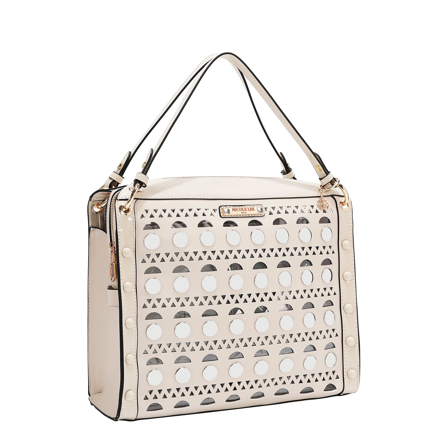 HANDBAG WITH SILVER STUDS (BEIGE)