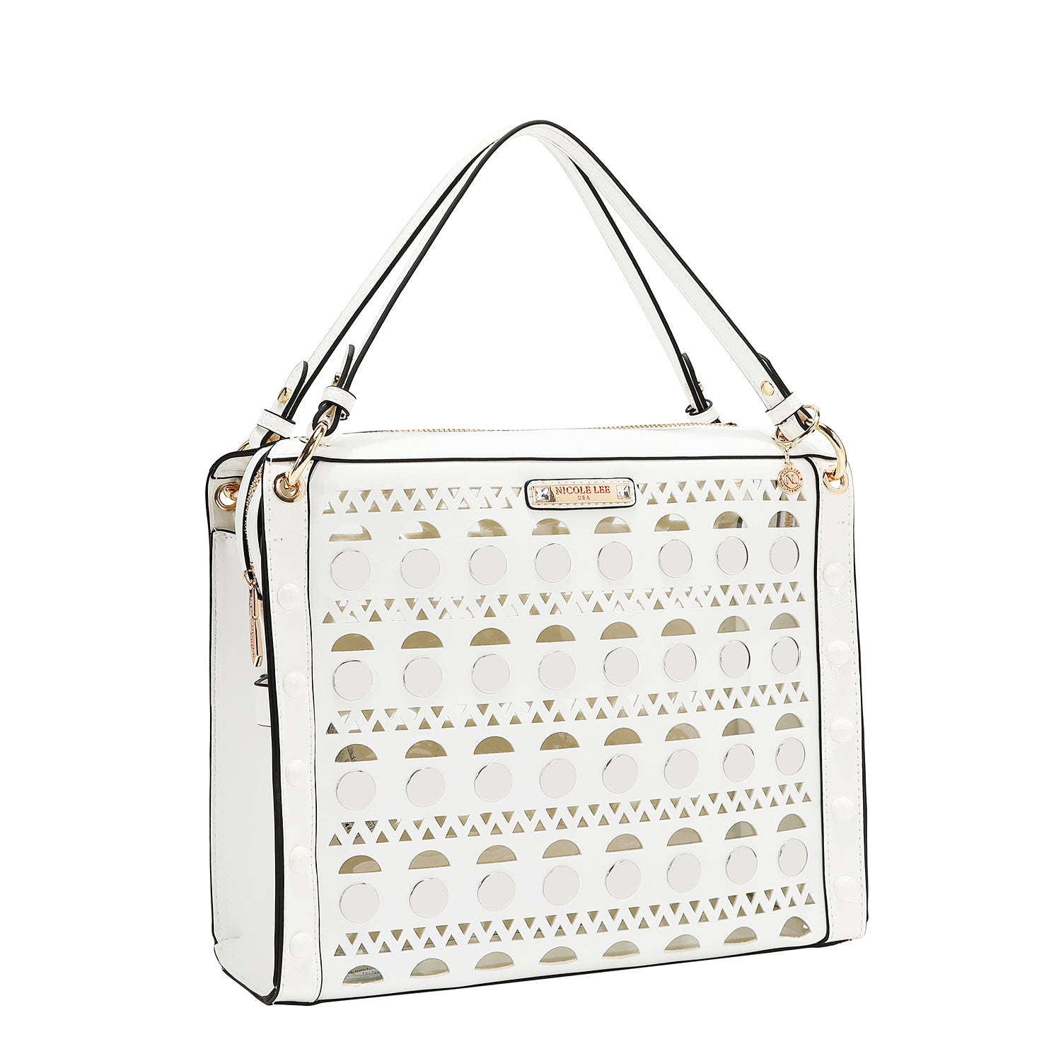 HANDBAG WITH SILVER STUDS (WHITE)