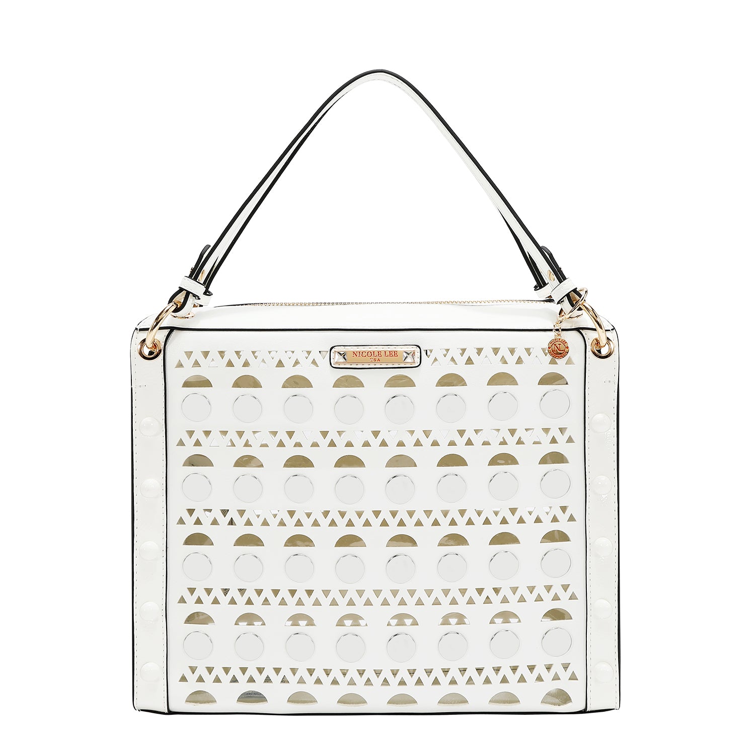 BORSA A MANO CON BORCHIE ARGENTO (BIANCO)