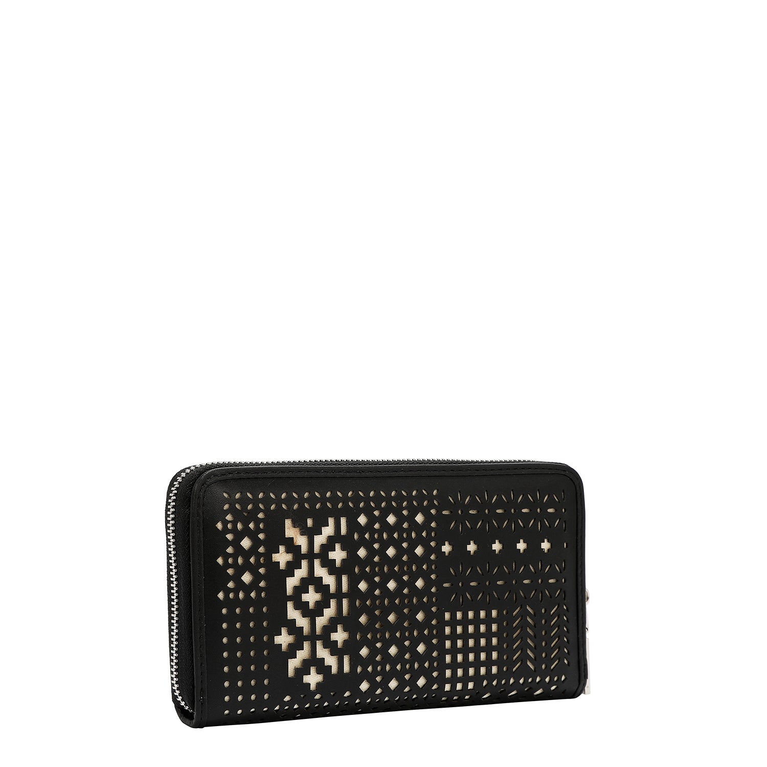 WALLET WITH GEOMETRIC CUTOUT (BLACK)