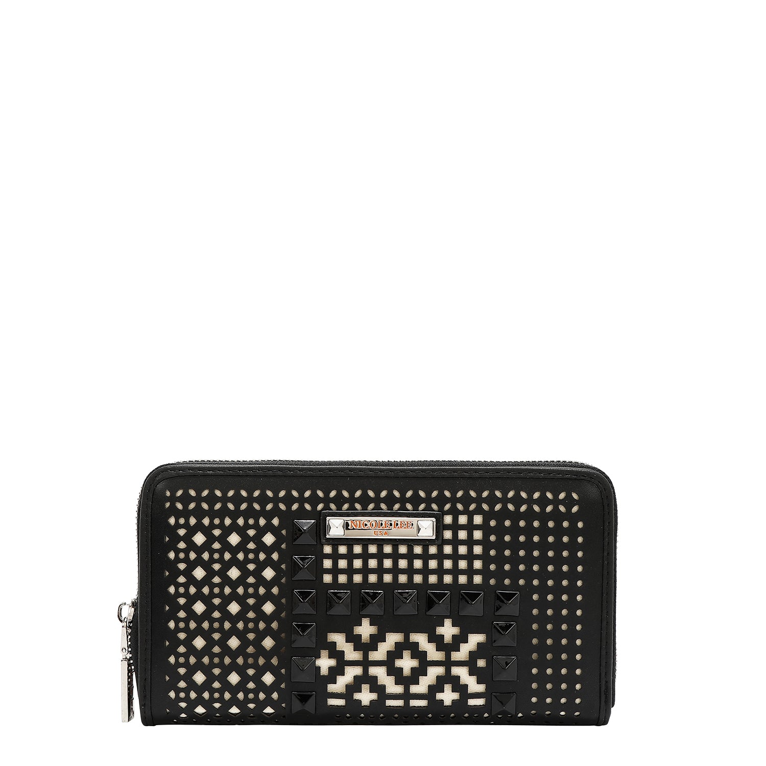 WALLET WITH GEOMETRIC CUTOUT (BLACK)