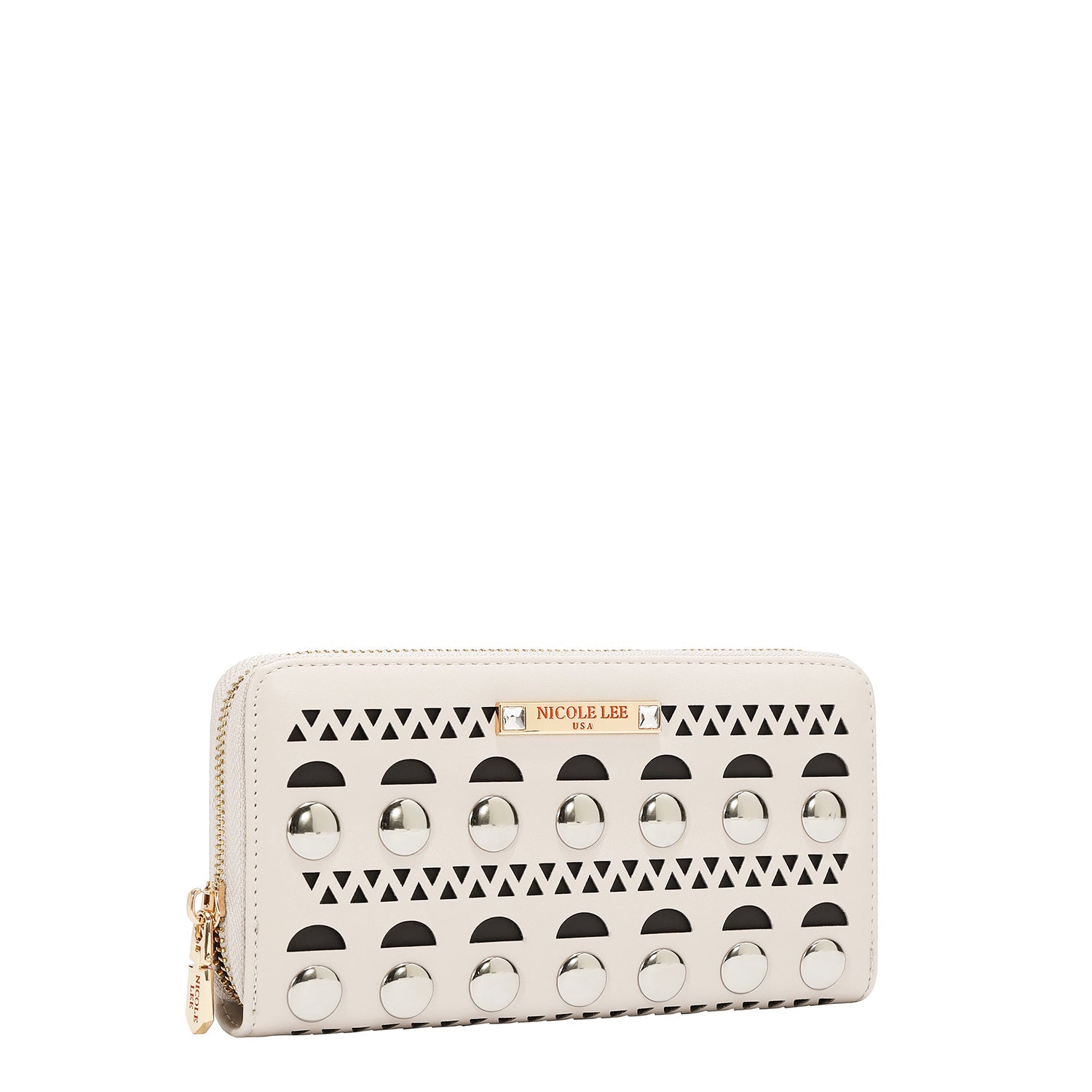 PORTAFOGLIO CON BORCHIE ARGENTO (BEIGE)
