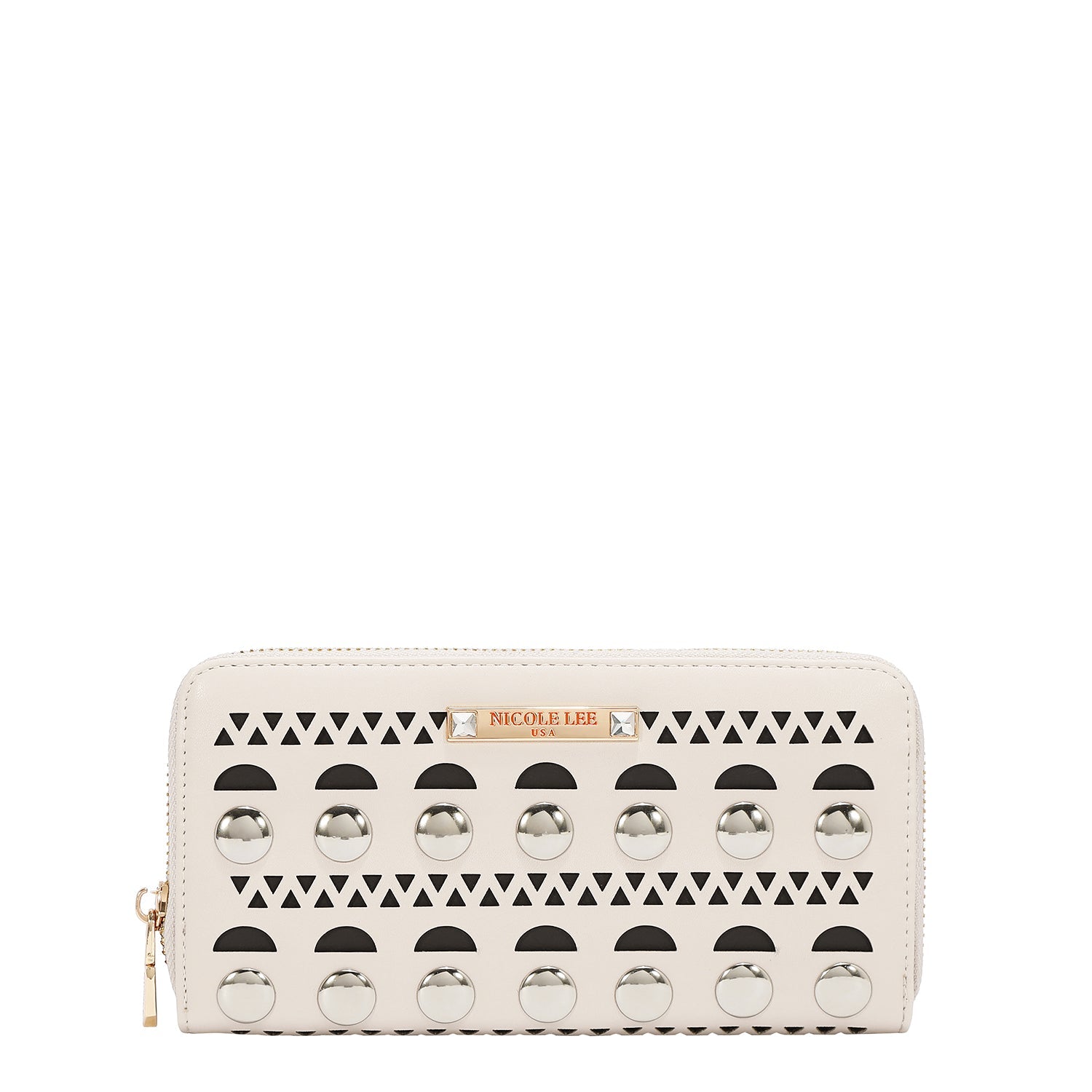PORTAFOGLIO CON BORCHIE ARGENTO (BEIGE)