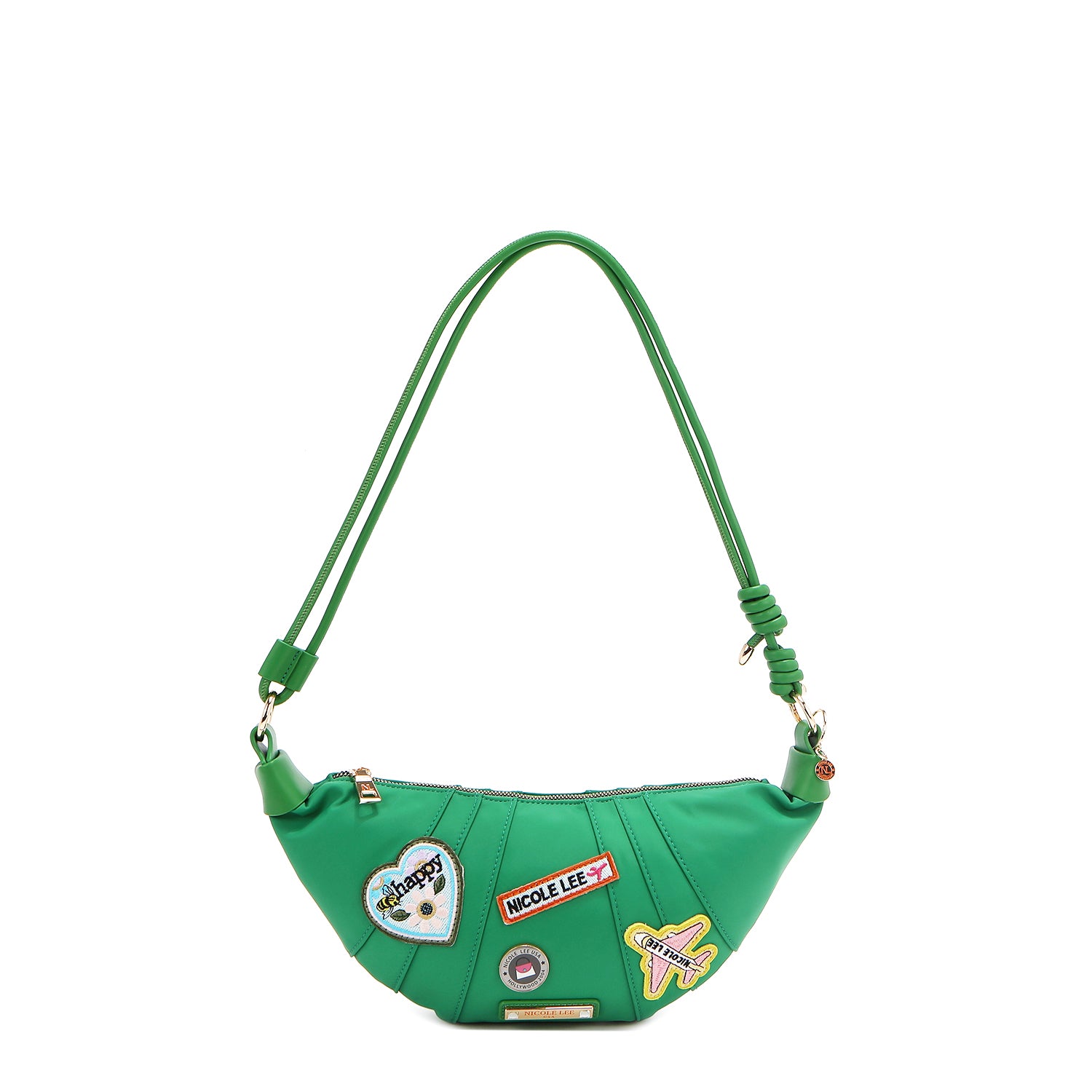 BOLSO CROISSANT CON PARCHES DE COLORES (VERDE)