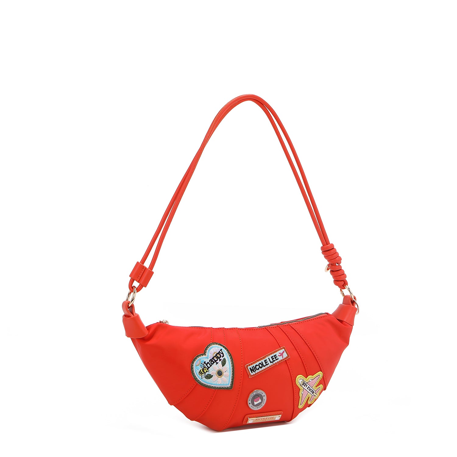 BOLSO CROISSANT CON PARCHES DE COLORES (Naranja)