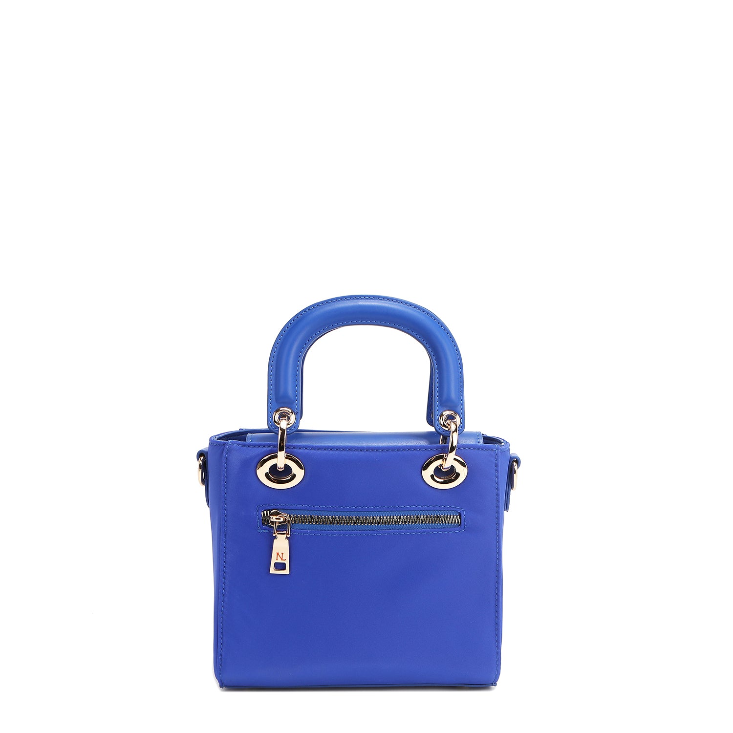 BOLSO DE MANO CON PARCHES DE COLORES (AZUL)