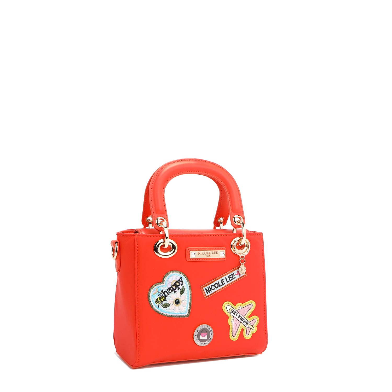 BOLSO DE MANO CON PARCHES DE COLORES (Naranja)