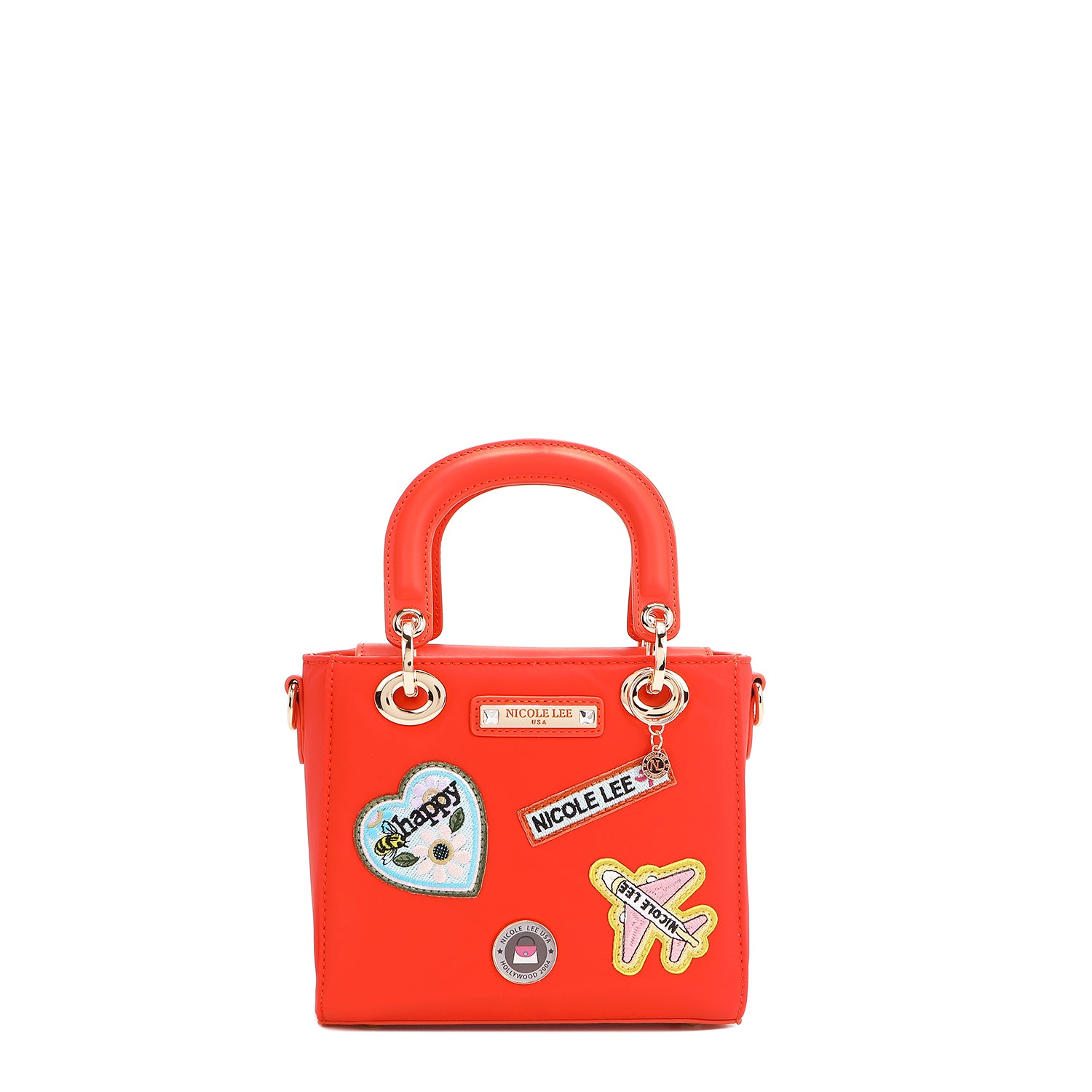 BOLSO DE MANO CON PARCHES DE COLORES (Naranja)