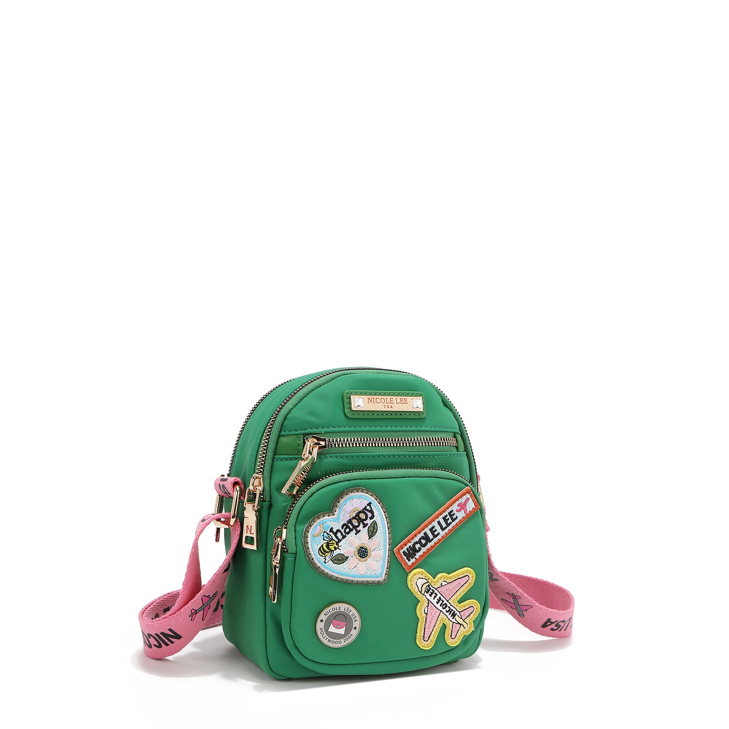 BOLSO CRUZADO CON PARCHES DE COLORES (VERDE)