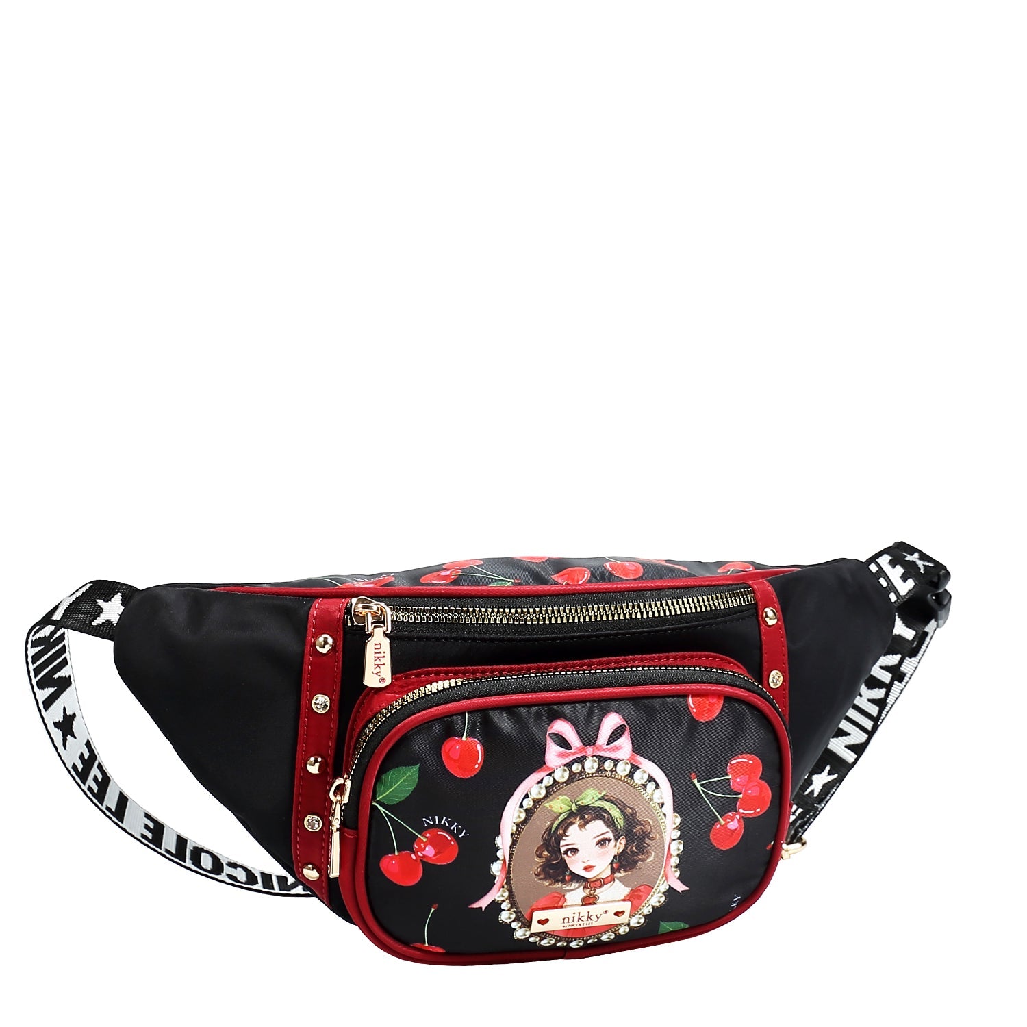 RIÑONERA FASHION CHIC (CHERRY LIPS-BLACK)