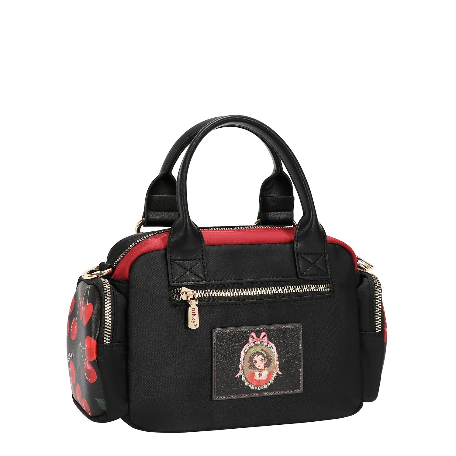BOLSO DE MANO CON CORREA (CHERRY LIPS-BLACK)