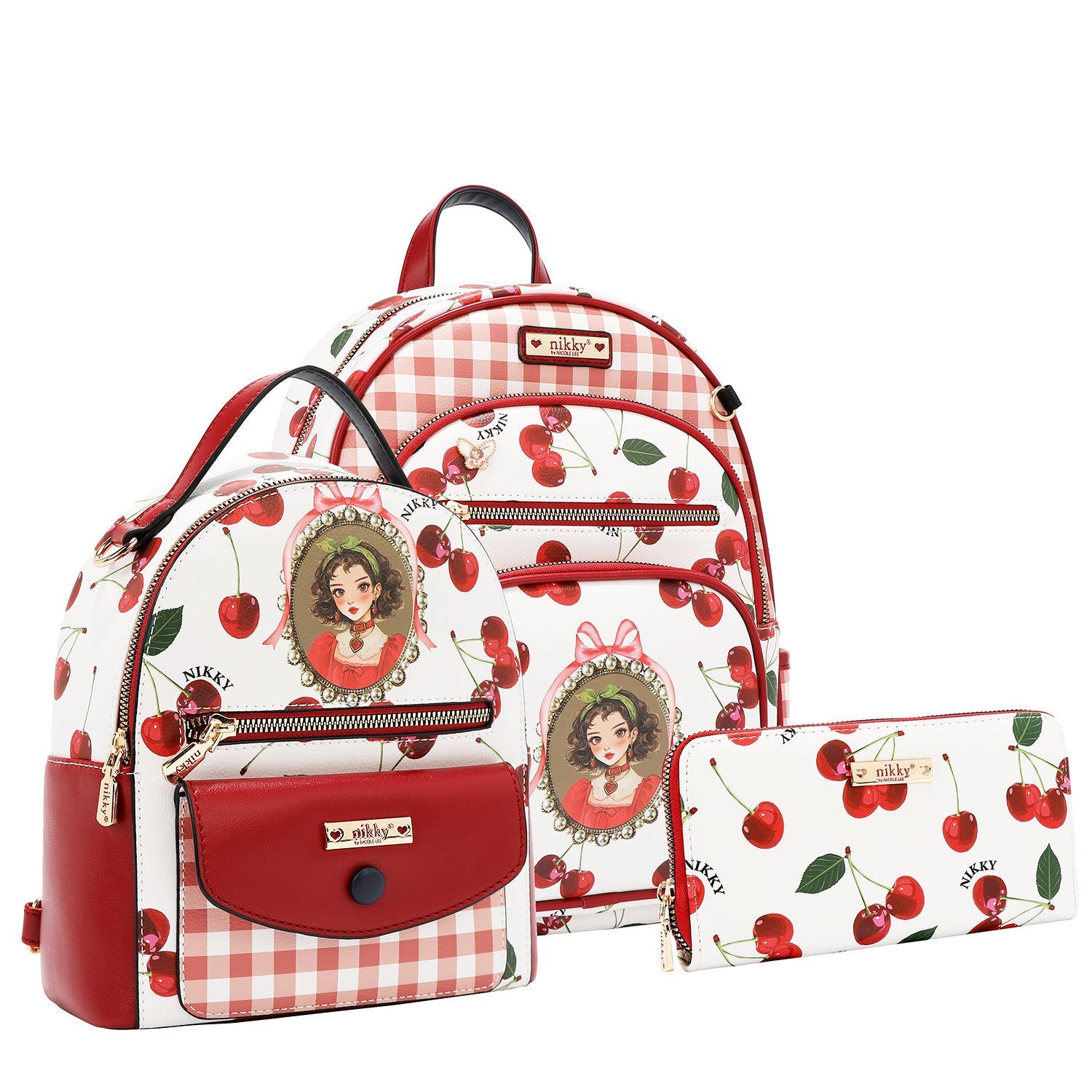 3-PIECE SET (BACKPACK, SMALL BACKPACK AND WALLET) (<tc>CHERRY LIPS</tc>-WHITE)