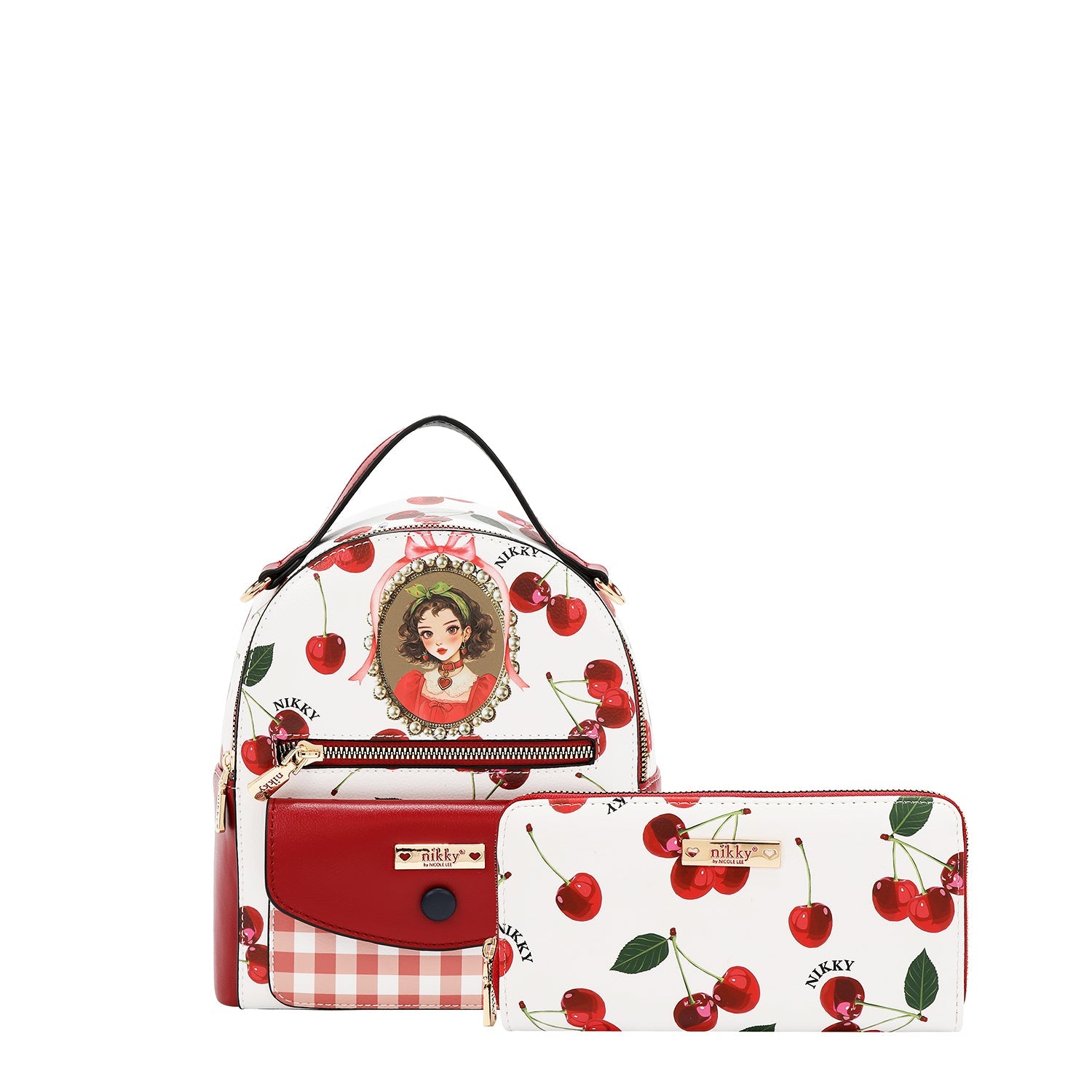 3-PIECE SET (BACKPACK, SMALL BACKPACK AND WALLET) (<tc>CHERRY LIPS</tc>-WHITE)