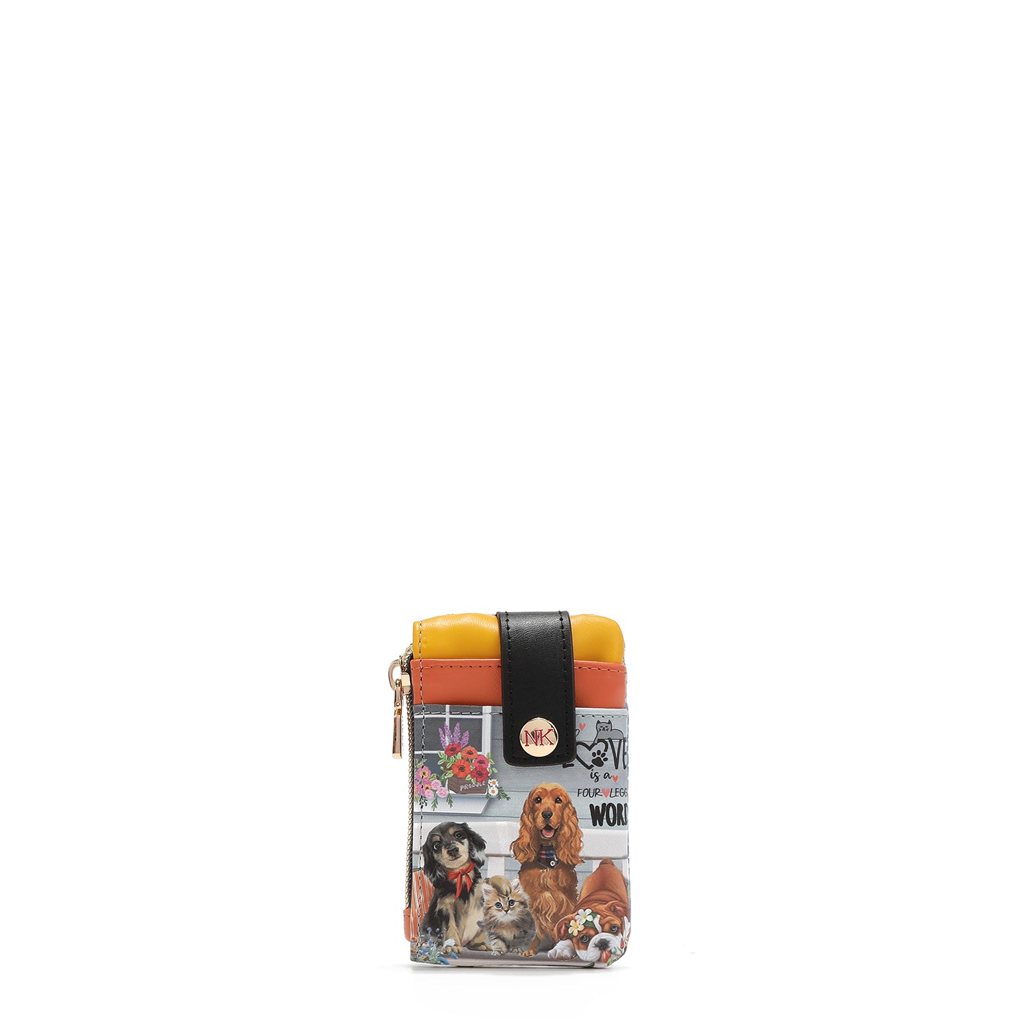 PORTA CARTE CON CHIUSURA A CERNIERA E BOTTONE A PRESSIONE <tc>ONE HAPPY FAMILY</tc>
