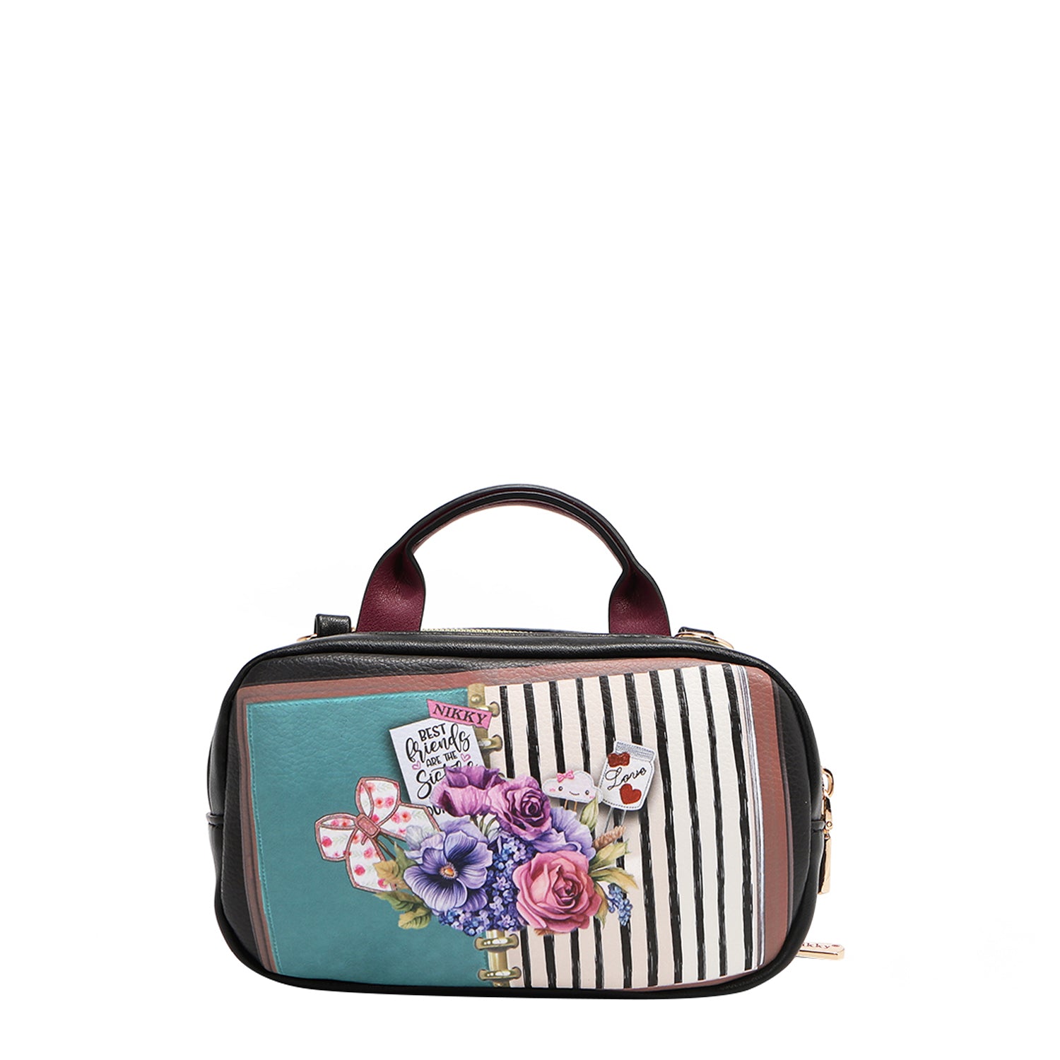 MINI BORSA A TRACOLLA BOSTON CON DOPPIA CERNIERA (<tc>NOSTALGIA</tc>)