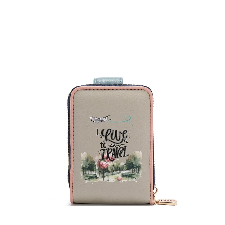 CARTERA PLEGABLE COMPACTA (I LIVE TO TRAVEL)