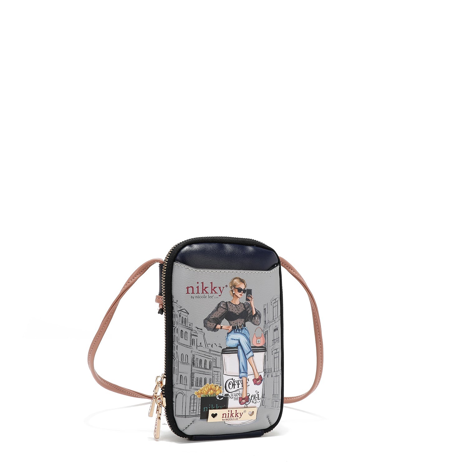 BOLSO CRUZADO CON CREMALLERA PARA TELÉFONO/CARTERA (URBAN COFFEE DREAM)