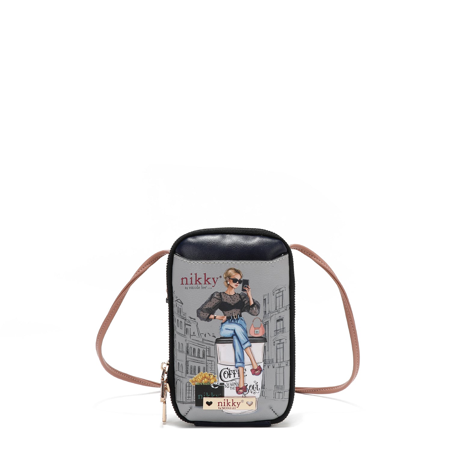 BOLSO CRUZADO CON CREMALLERA PARA TELÉFONO/CARTERA (URBAN COFFEE DREAM)