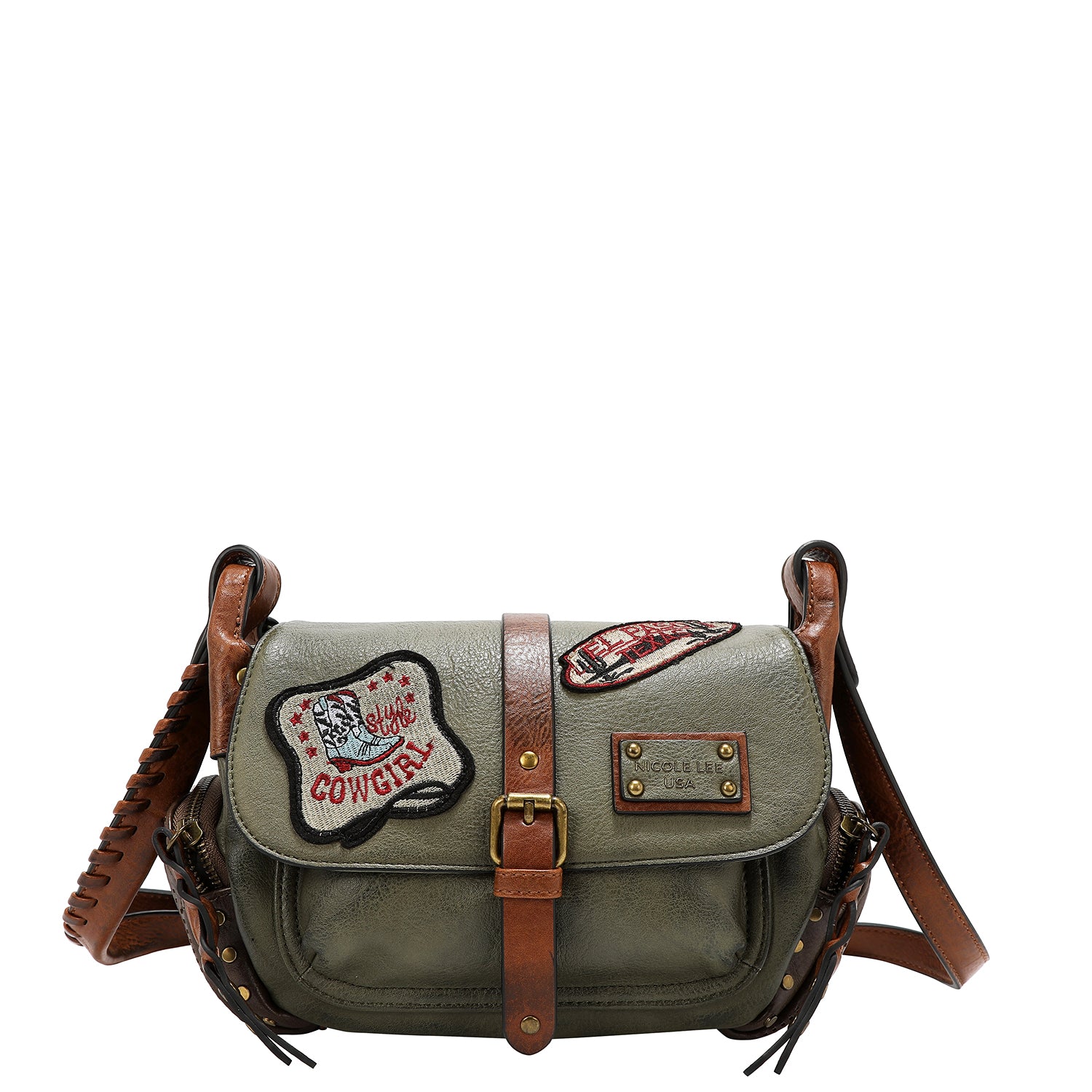 BOLSO DE HOMBRO VINTAGE CON PARCHE (OLIVA)