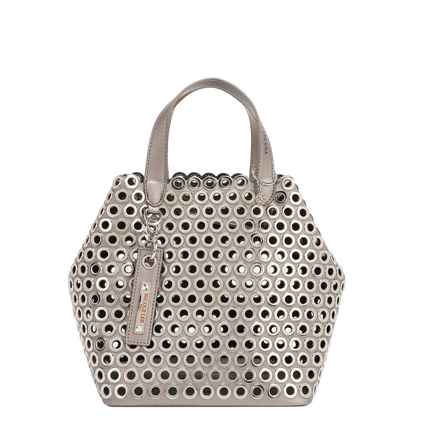 SATCHEL BAG WITH EYELETTE EDGE (SILVER)