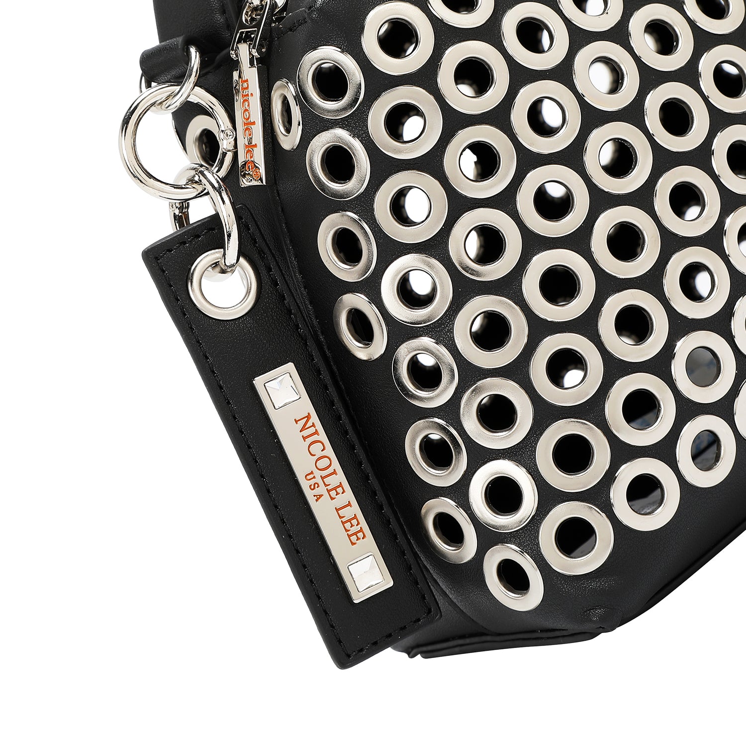 SHOULDER BAG WITH EYELETTE EDGE (BLACK)