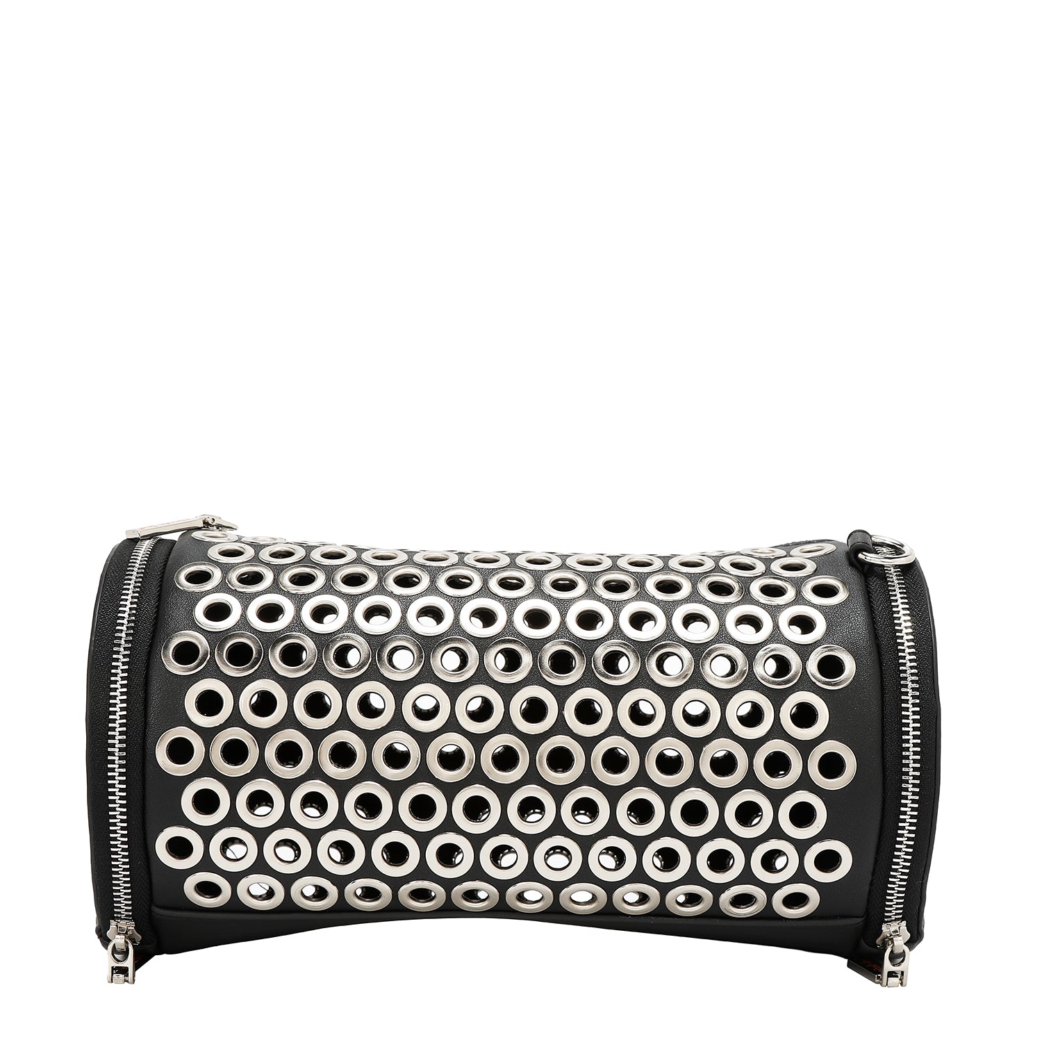 BARREL BAG WITH EYELETTE EDGE (BLACK)