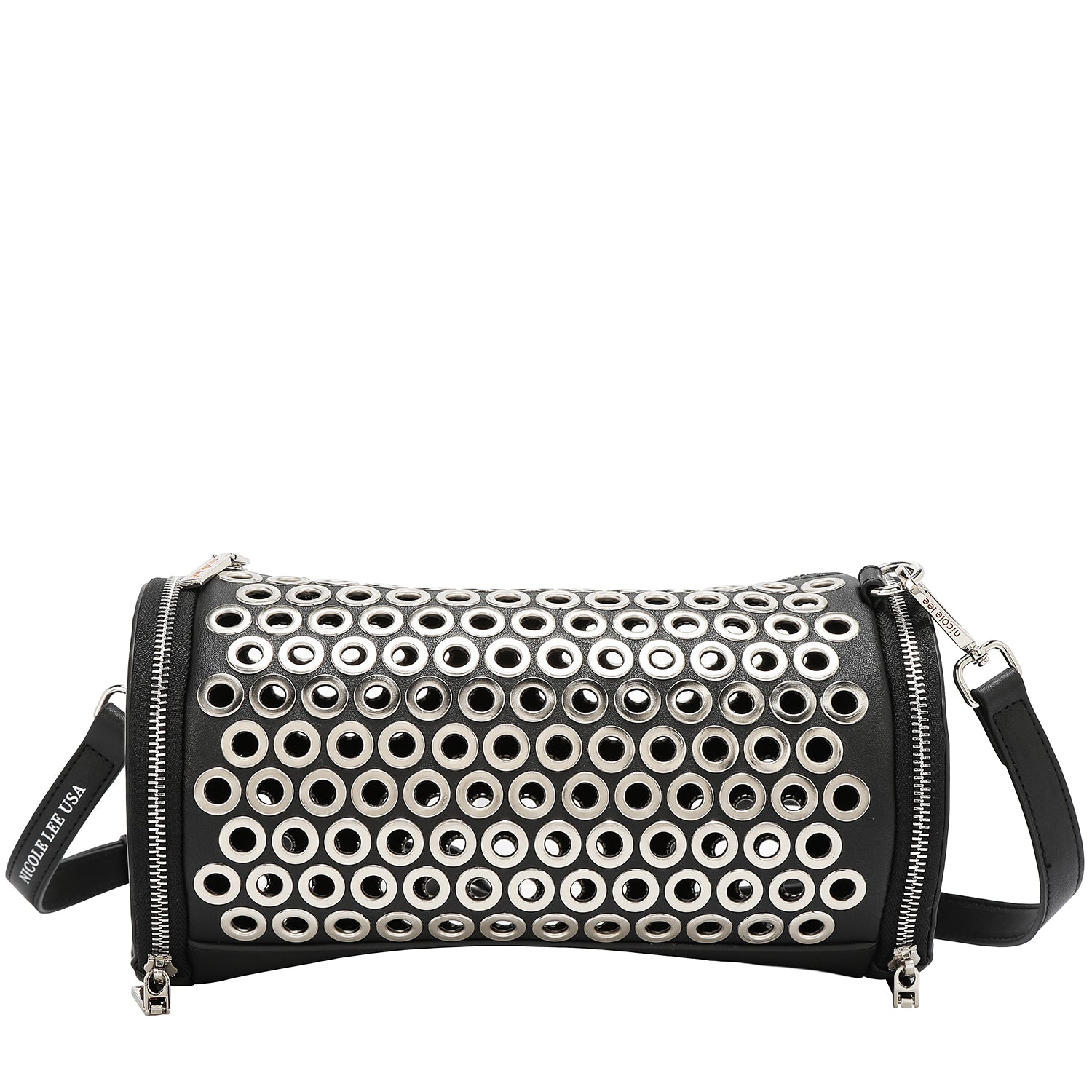 BARREL BAG WITH EYELETTE EDGE (BLACK)