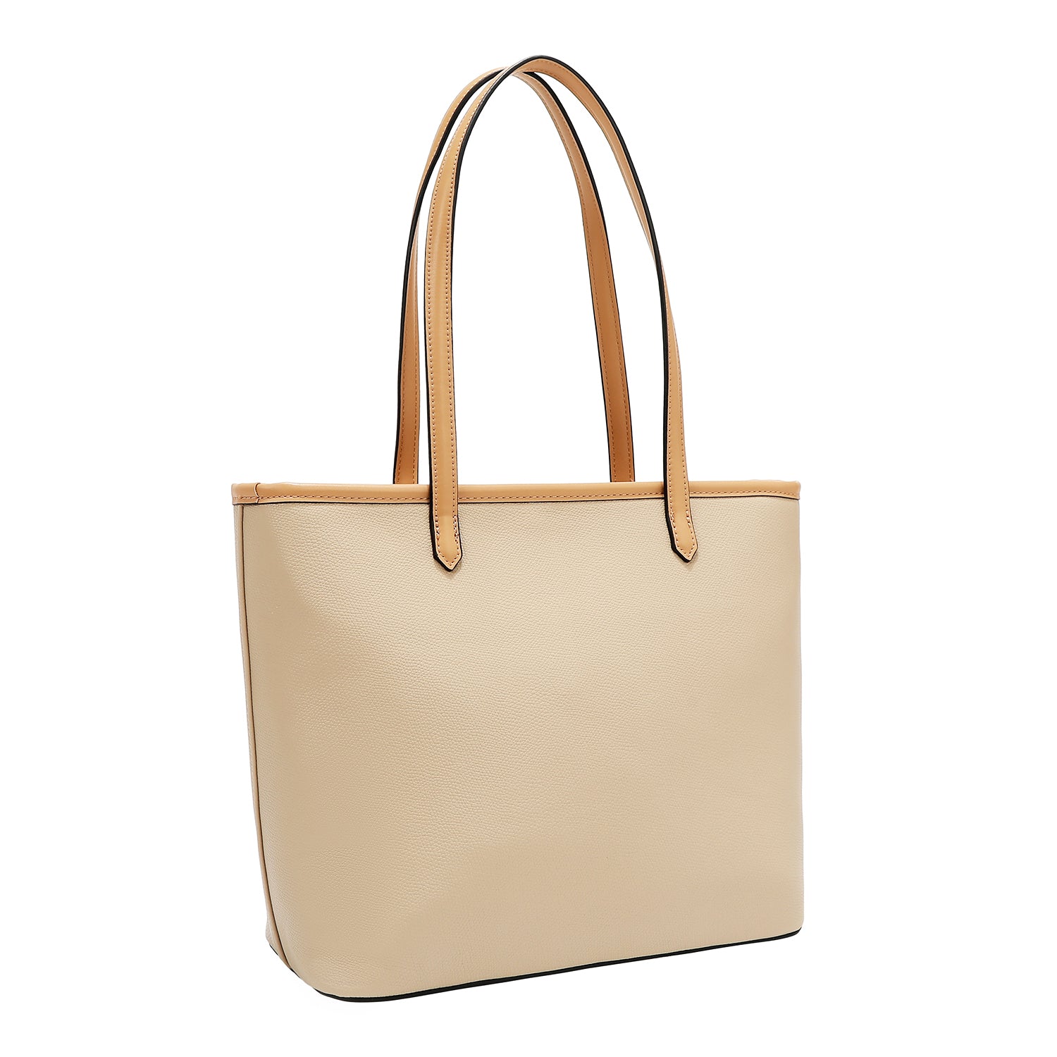 Shopper bag with pocket and color blocks (Taupe)