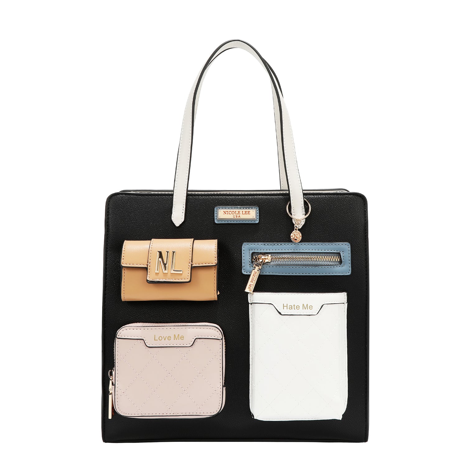 Pocket bag with color blocks (black)