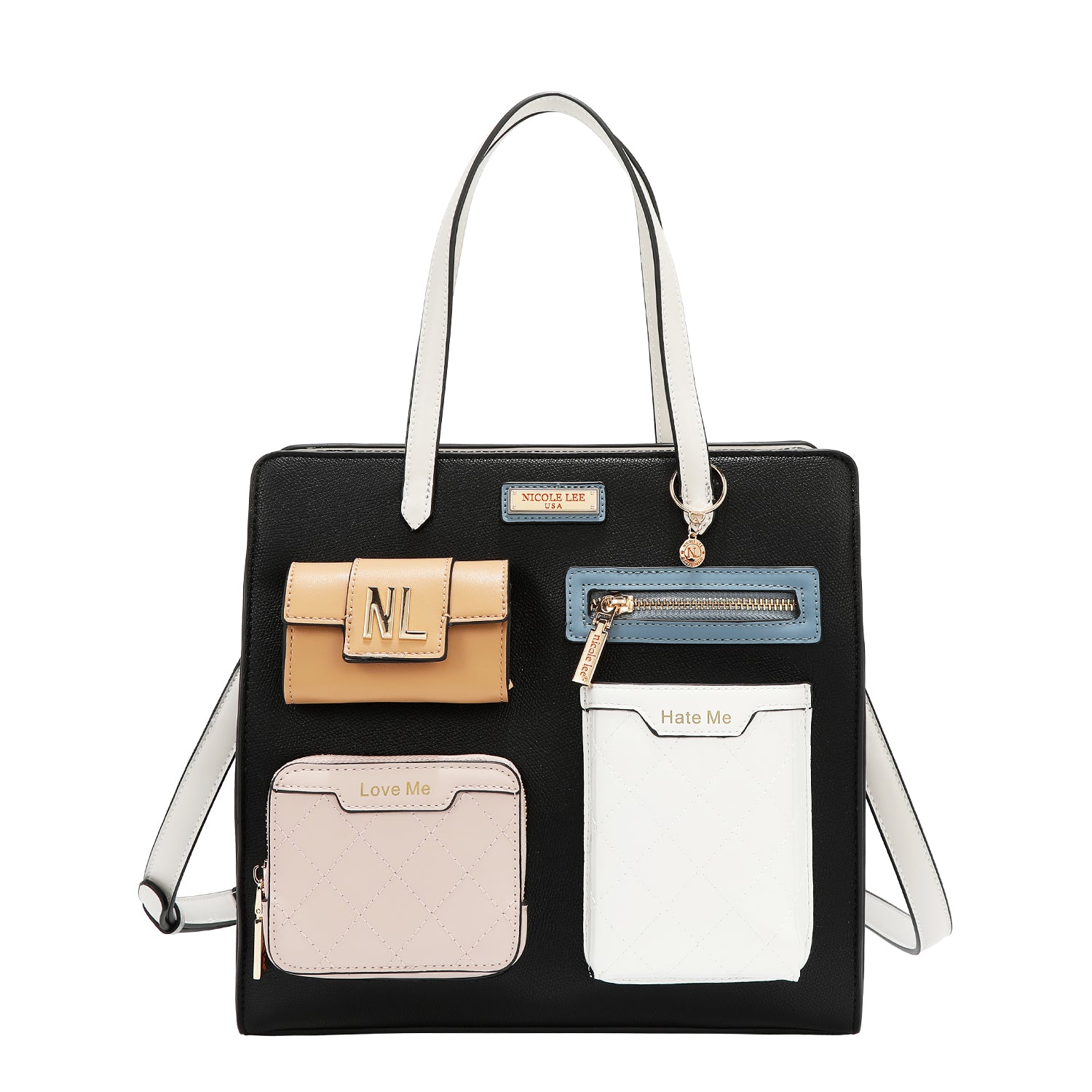 Pocket bag with color blocks (black)