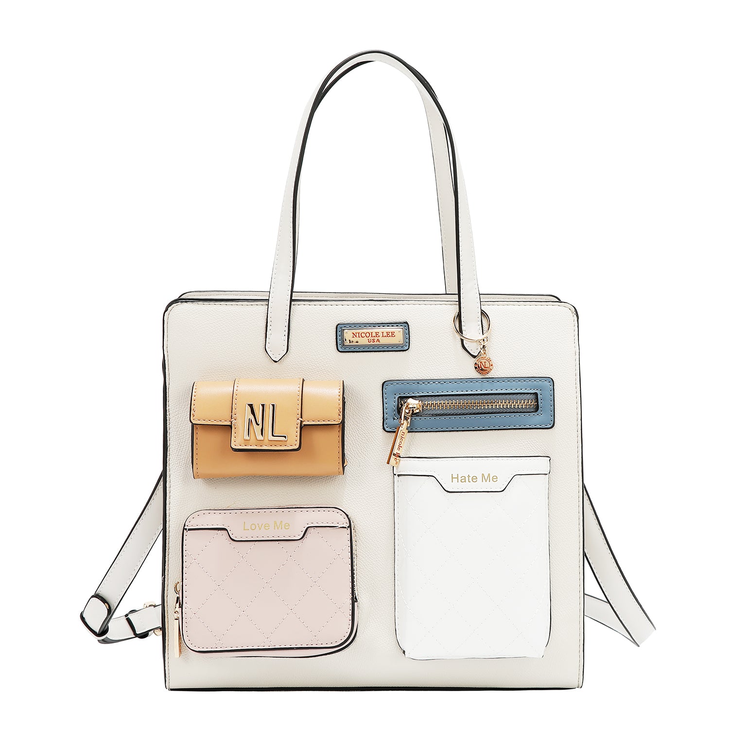 Pocket bag with color blocks (white)