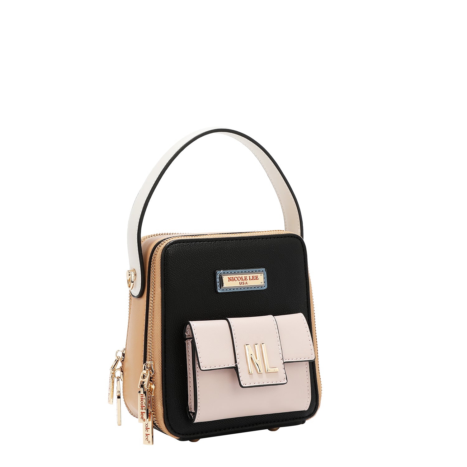 Bandolera with pocket and color blocks (black)