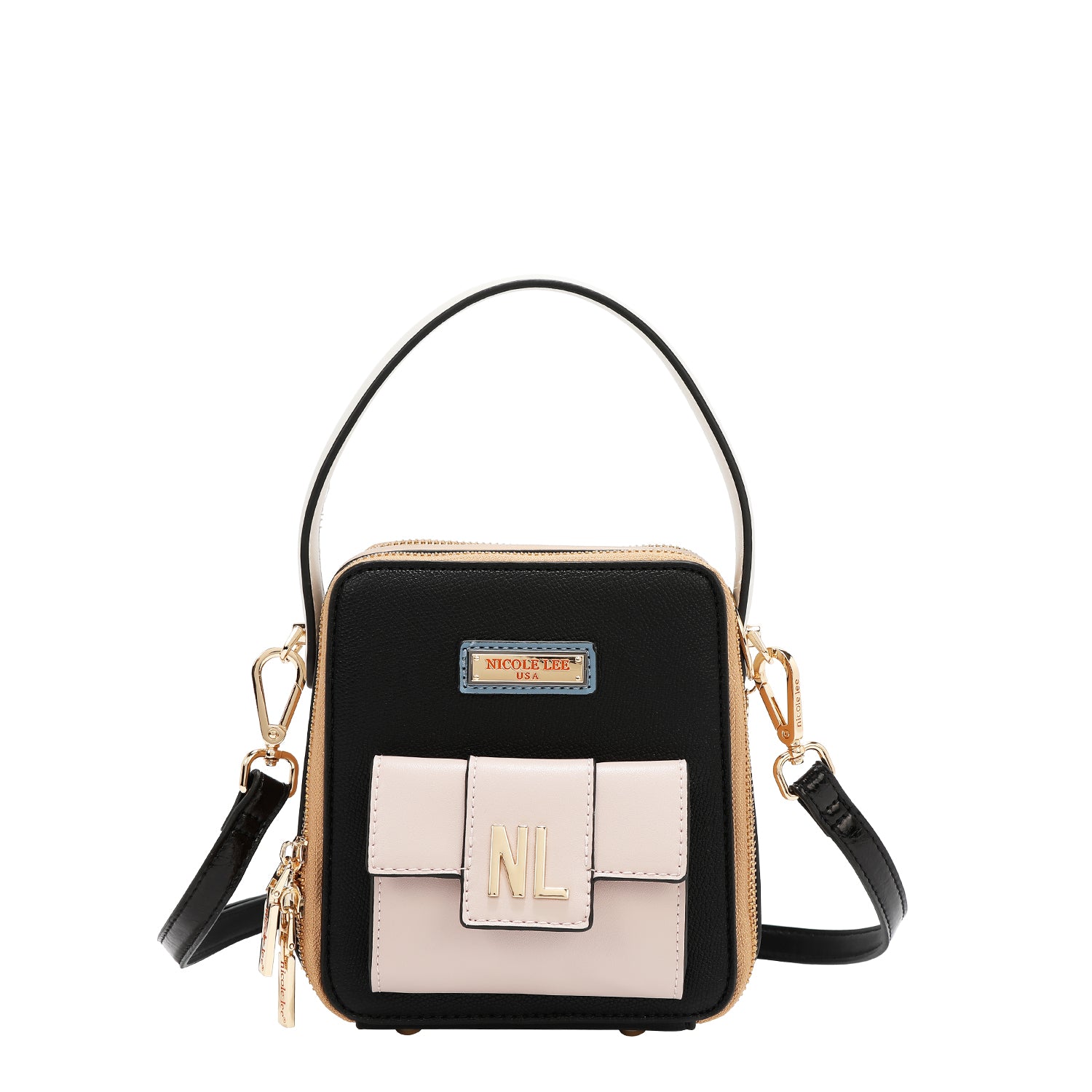 Bandolera with pocket and color blocks (black)