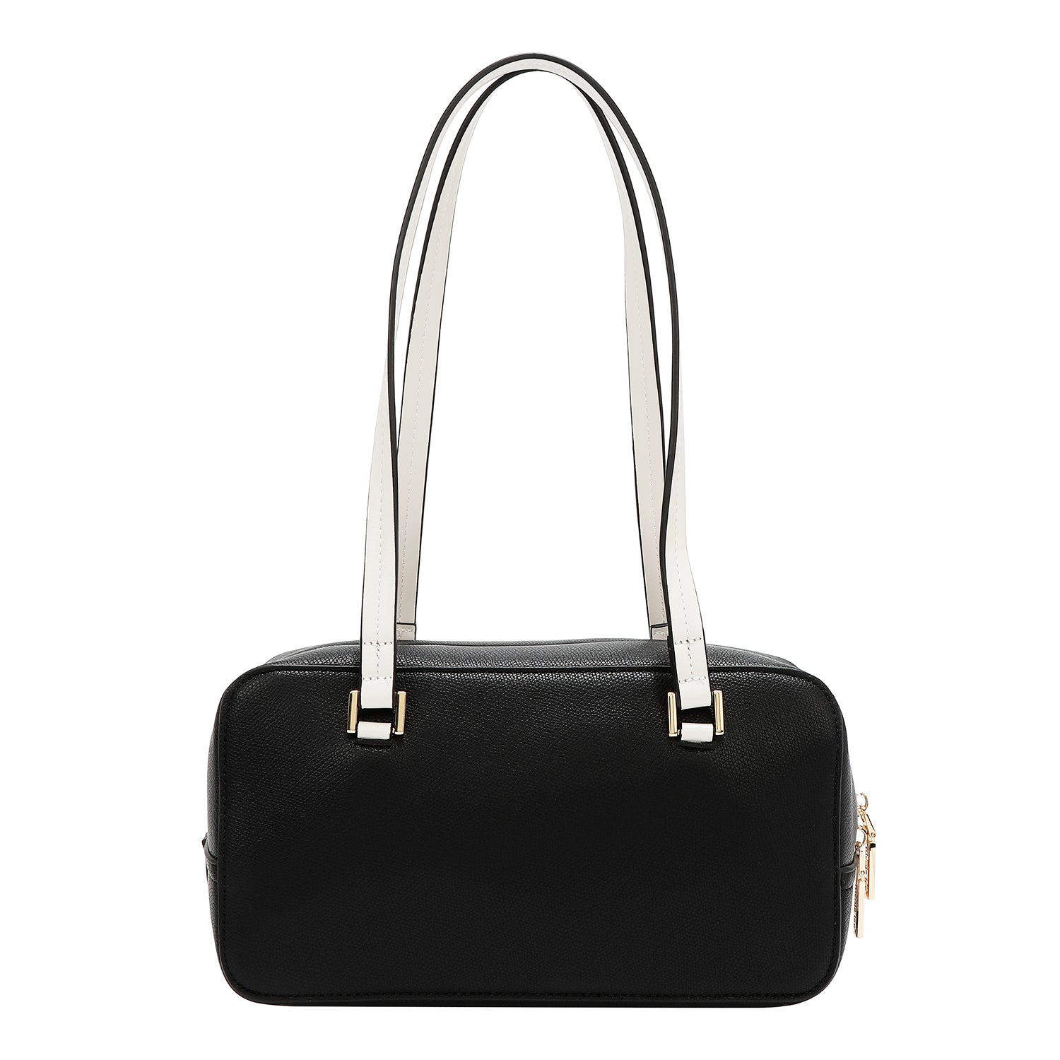Shoulder bag with pocket and color blocks (black)
