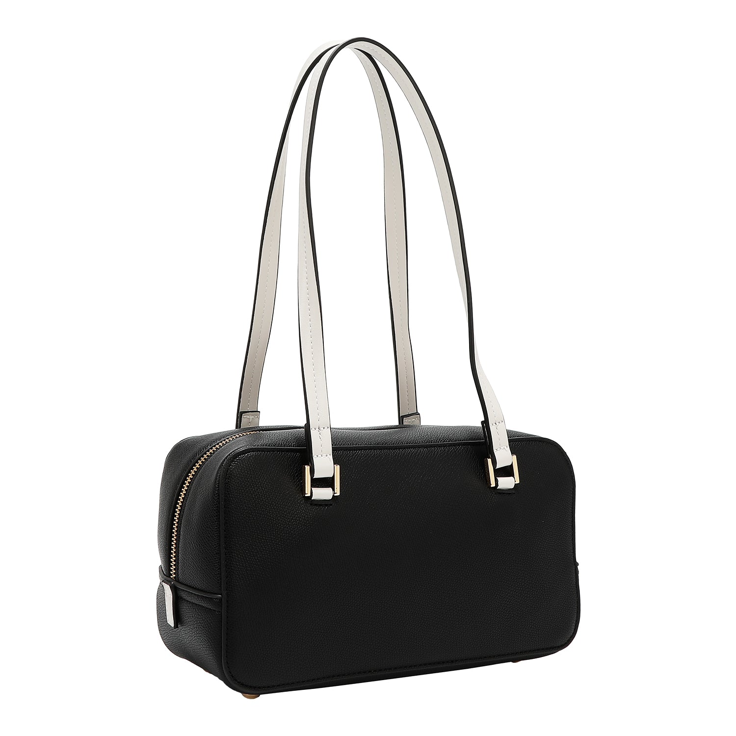 Shoulder bag with pocket and color blocks (black)