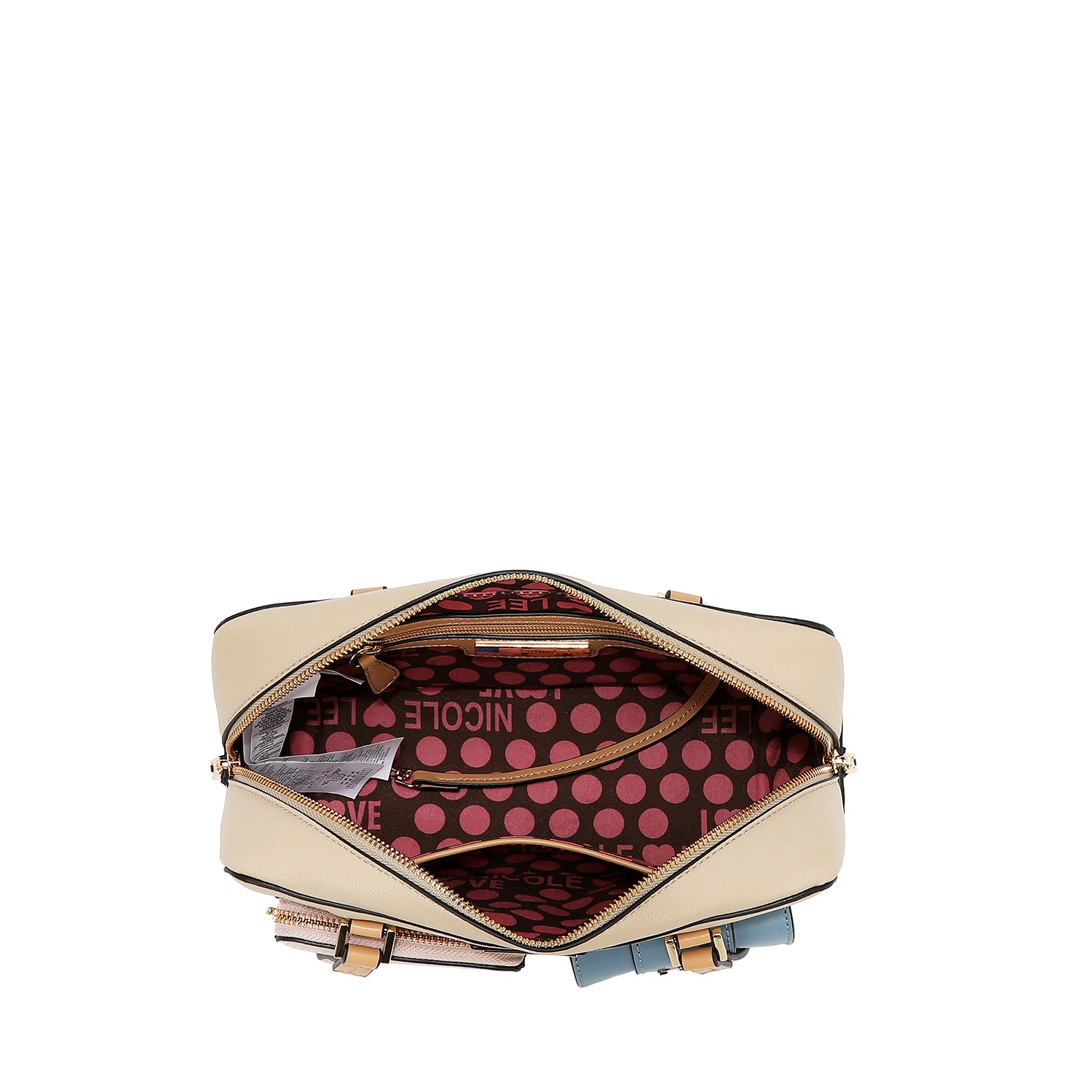 Shoulder bag with pocket and color blocks (Taupe)
