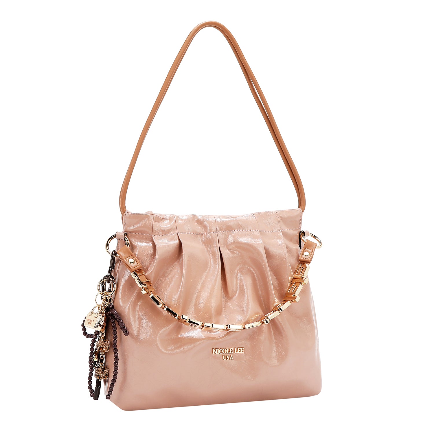 BOLSA DE HOMBRO CUADRADA DE LUJO SHIMMER (ROSA)