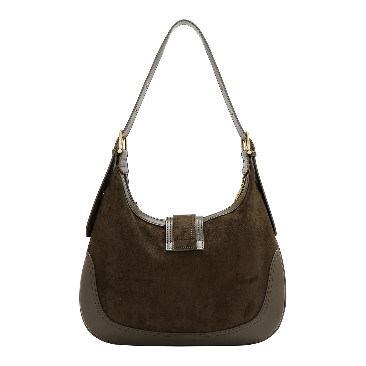 SHOULDER BAG WITH FLORAL DESIGN IN THE SHAPE OF A CROSS MOON (OLIVE)