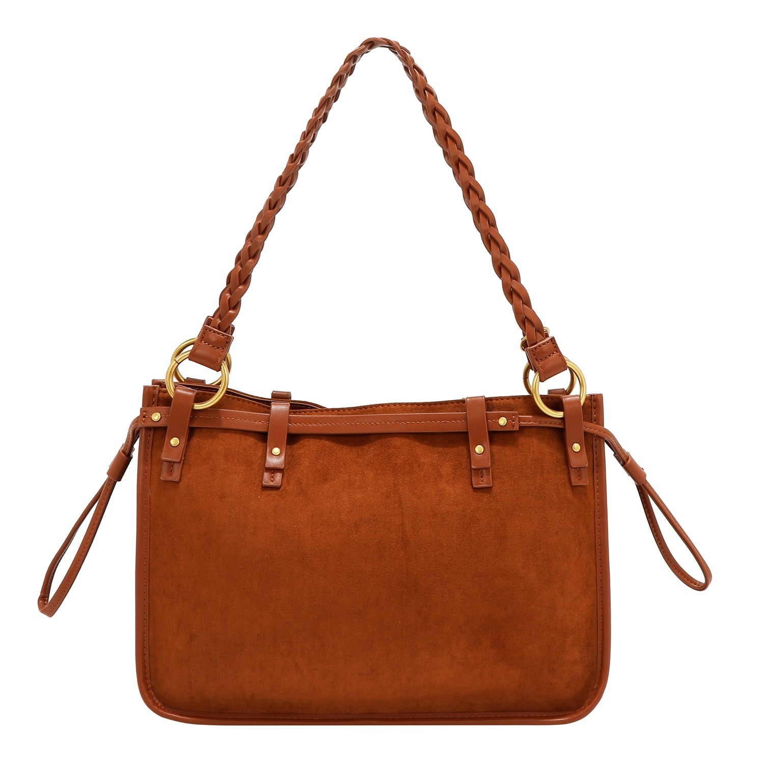 HANDBAG WITH FLORAL DESIGN (BROWN)