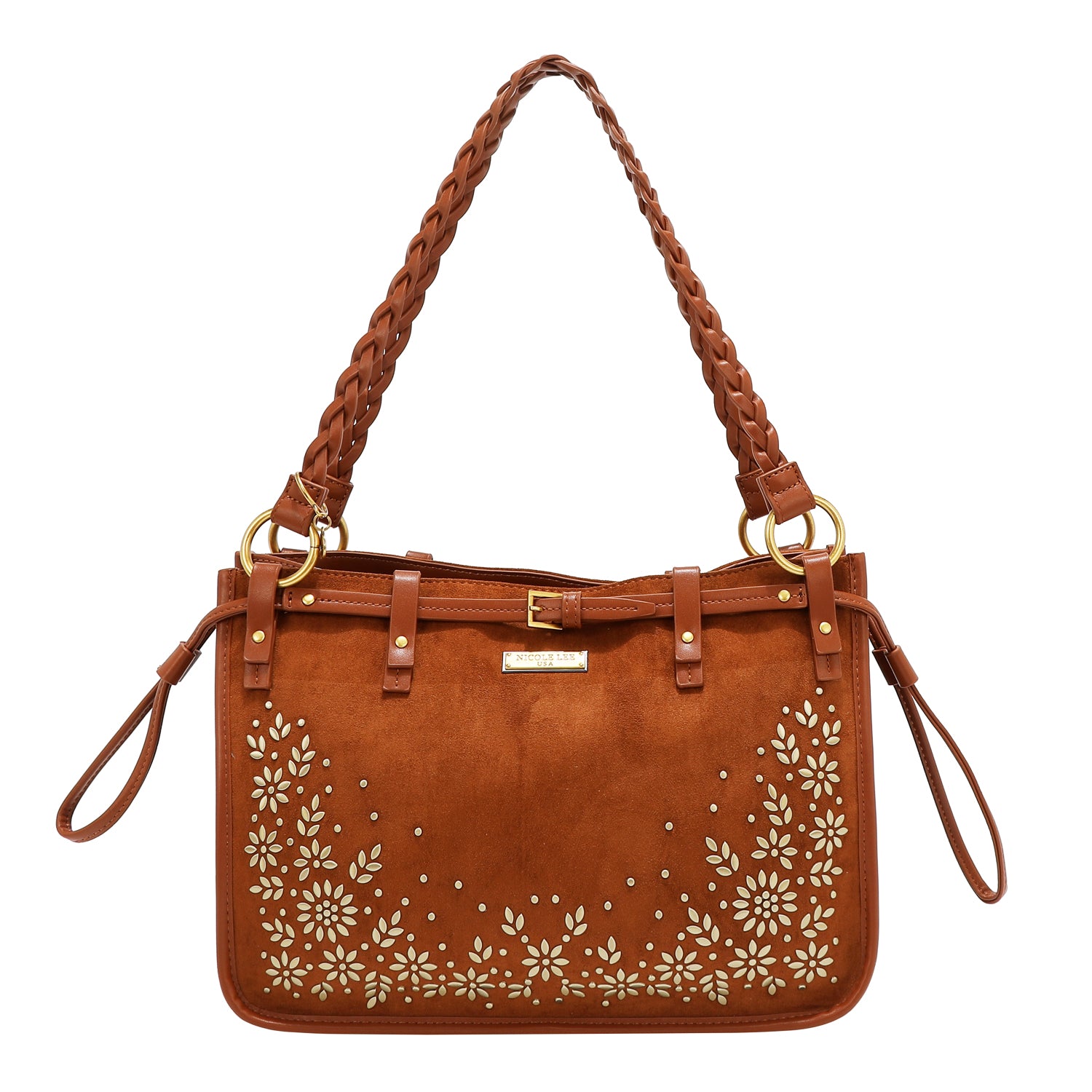 HANDTASCHE MIT BLUMENDESIGN (BRAUN)