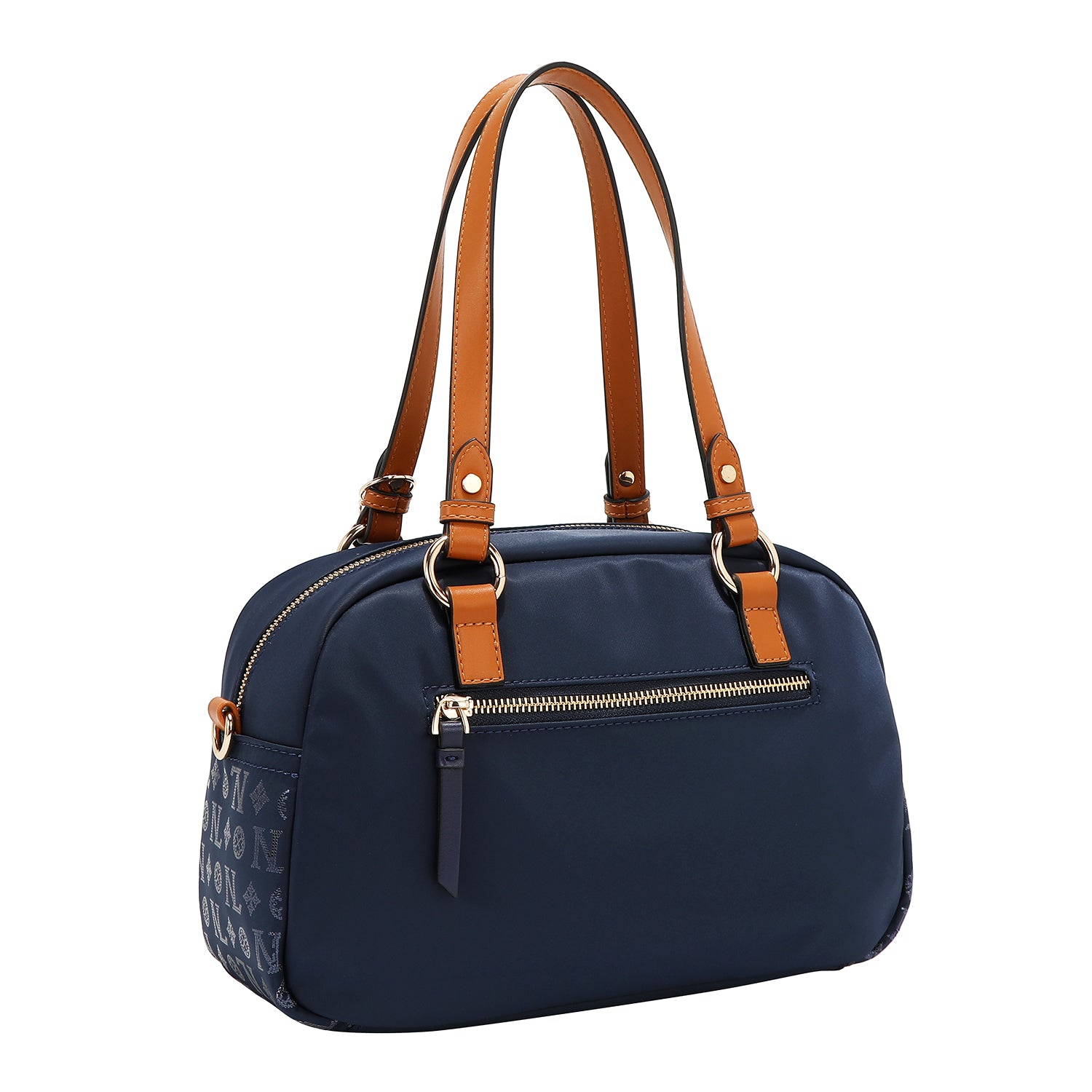 BOSTON BAG WITH MONOGRAM LOGO (BLUE)