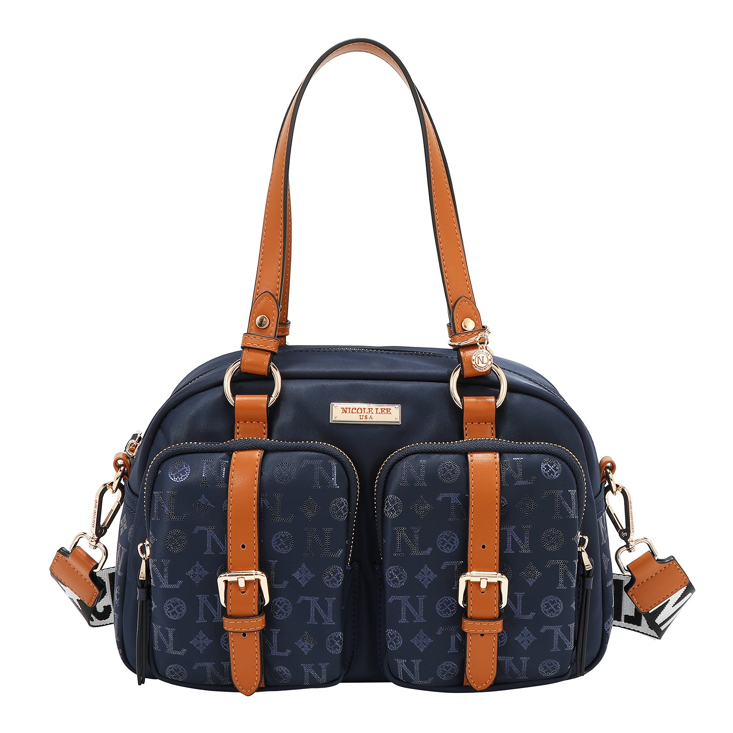 BOSTON BAG WITH MONOGRAM LOGO (BLUE)