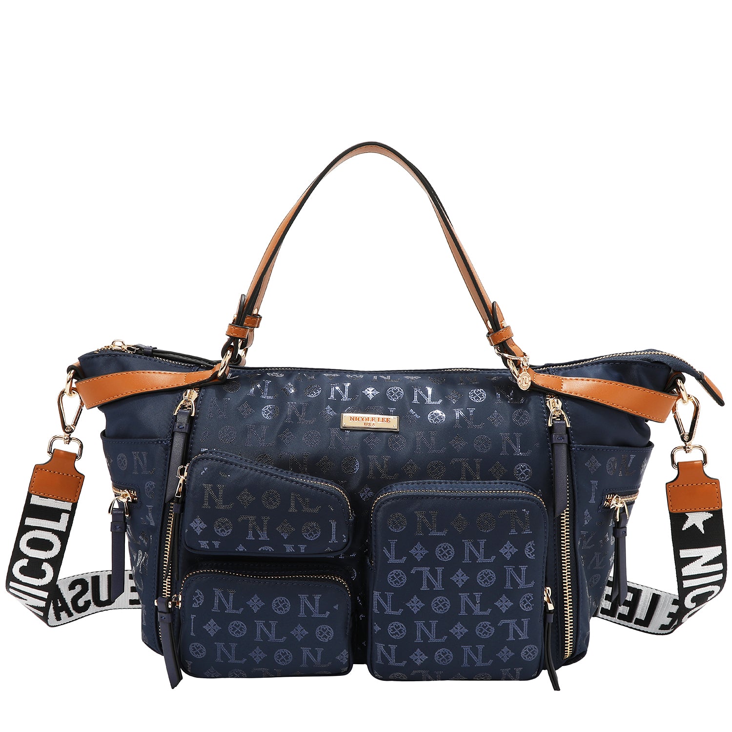 BORSA SHOPPING CON LOGO MONOGRAMMA (BLU)