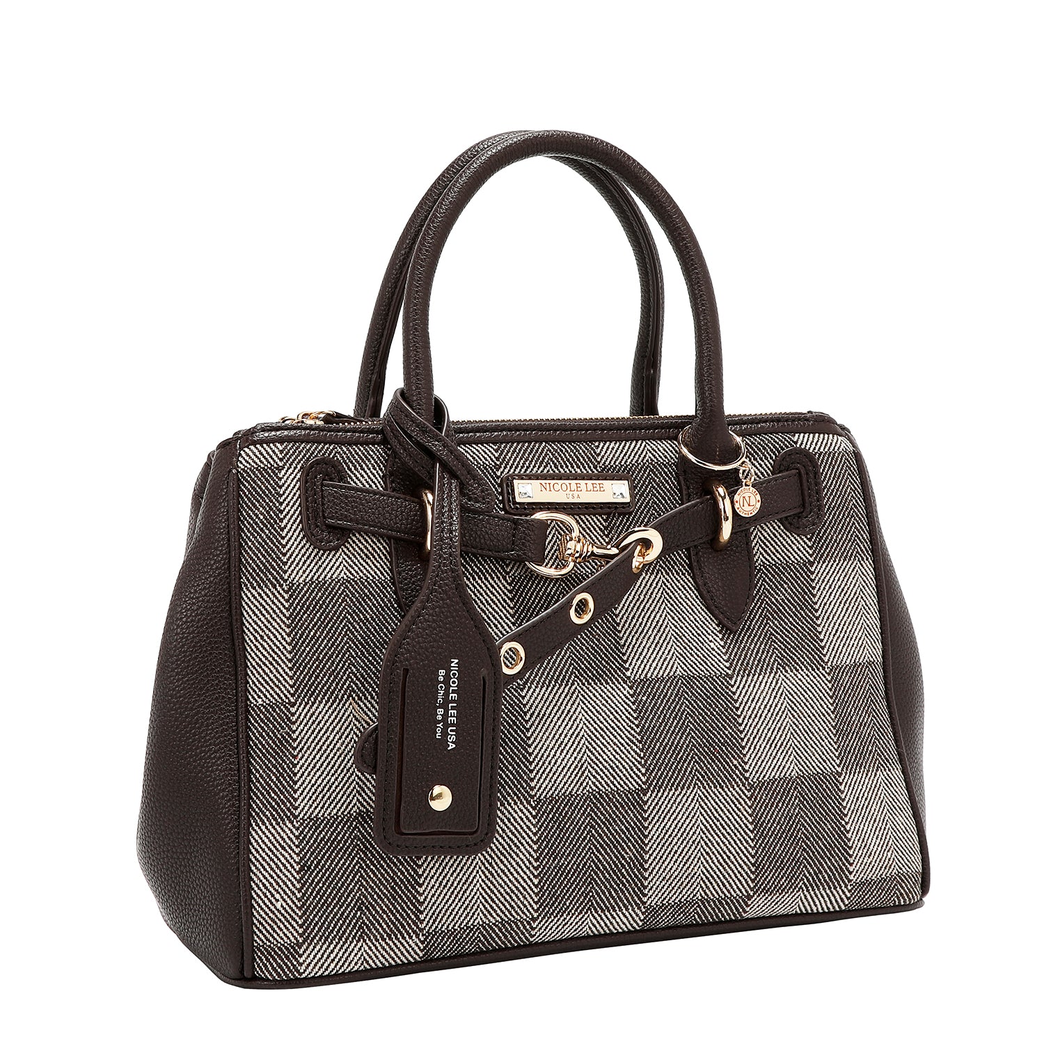 BOLSO DE CUADROS CHIC (MARRON)