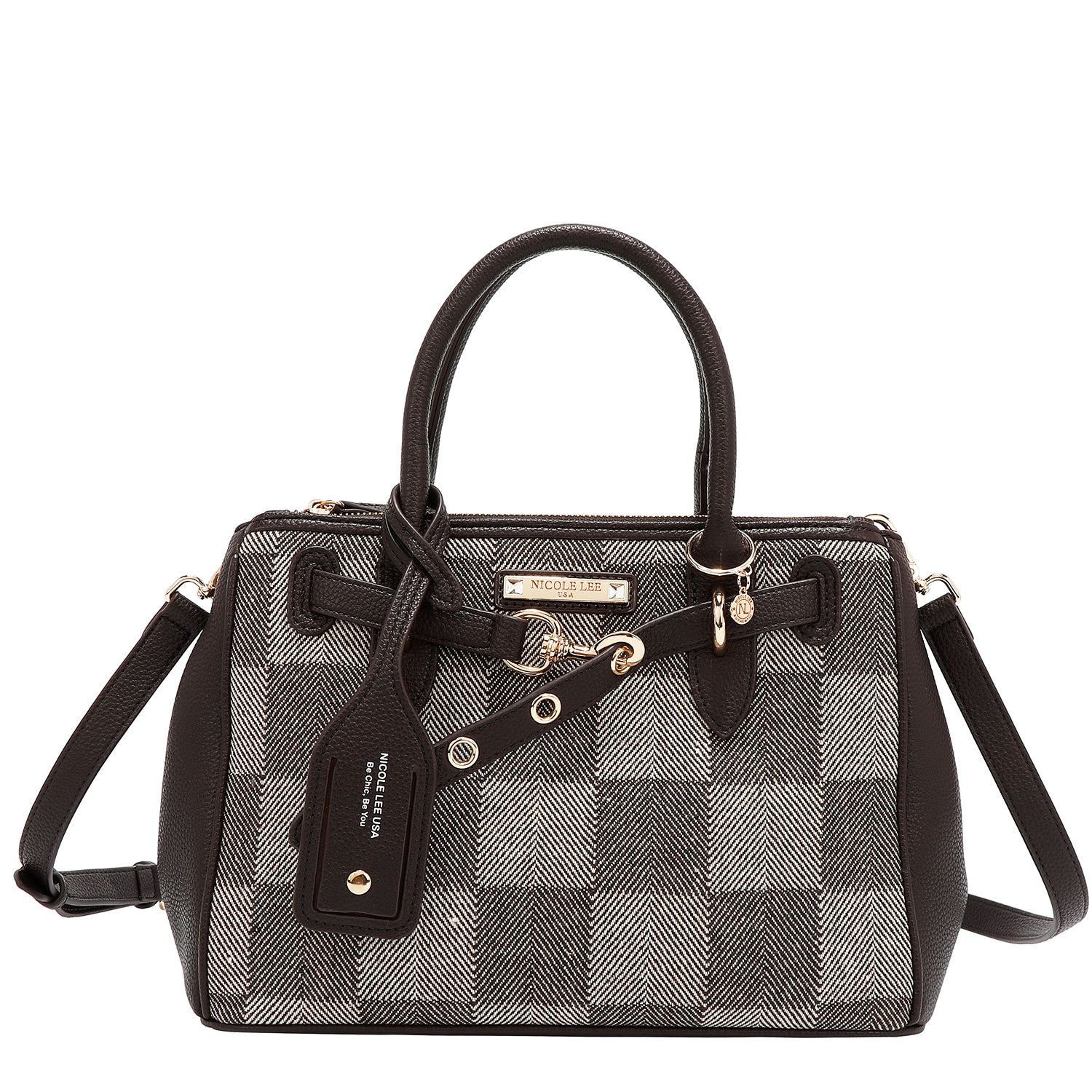 BOLSO DE CUADROS CHIC (MARRON)