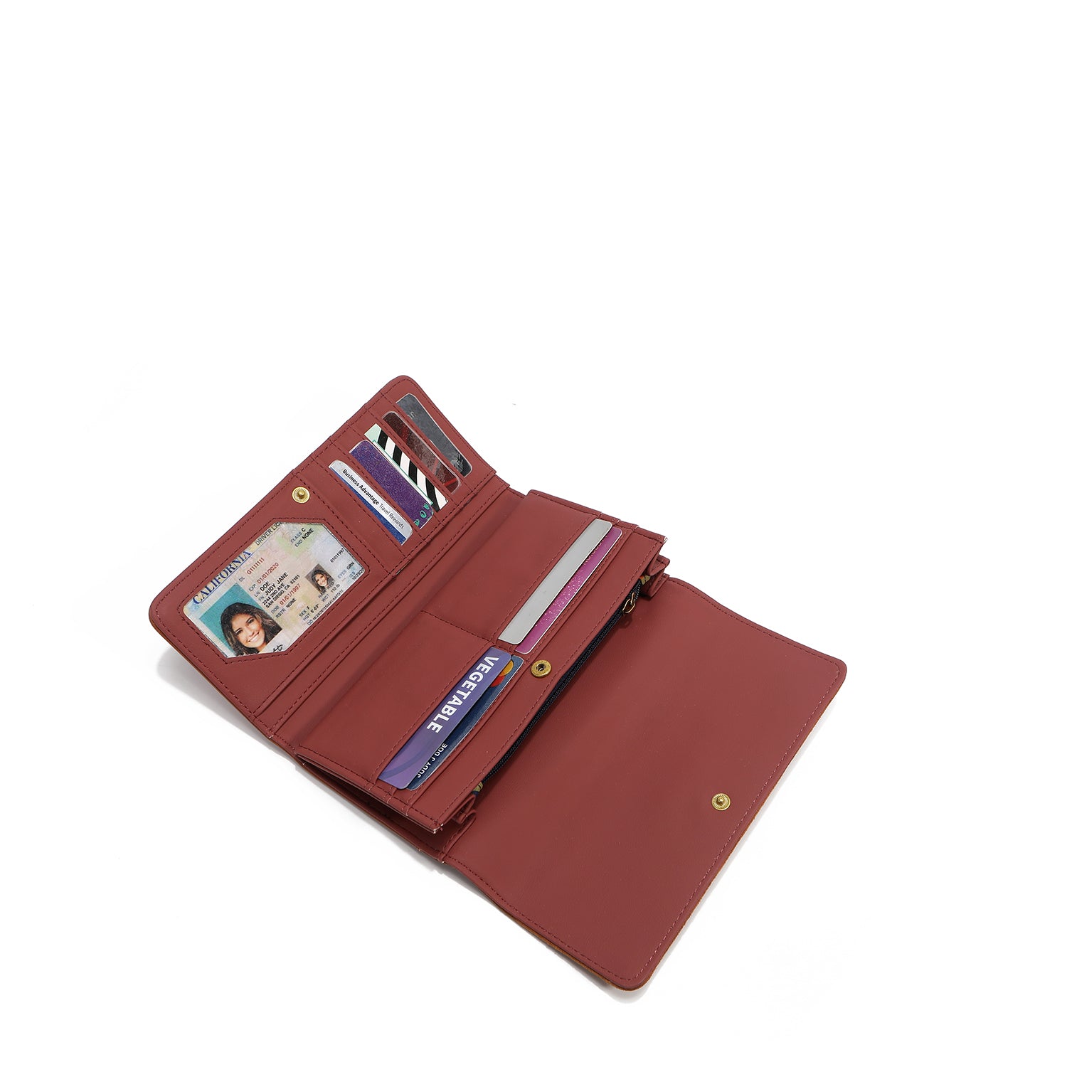 LONG TRIPLE WALLET WITH FLORAL DESIGN (OLIVE)