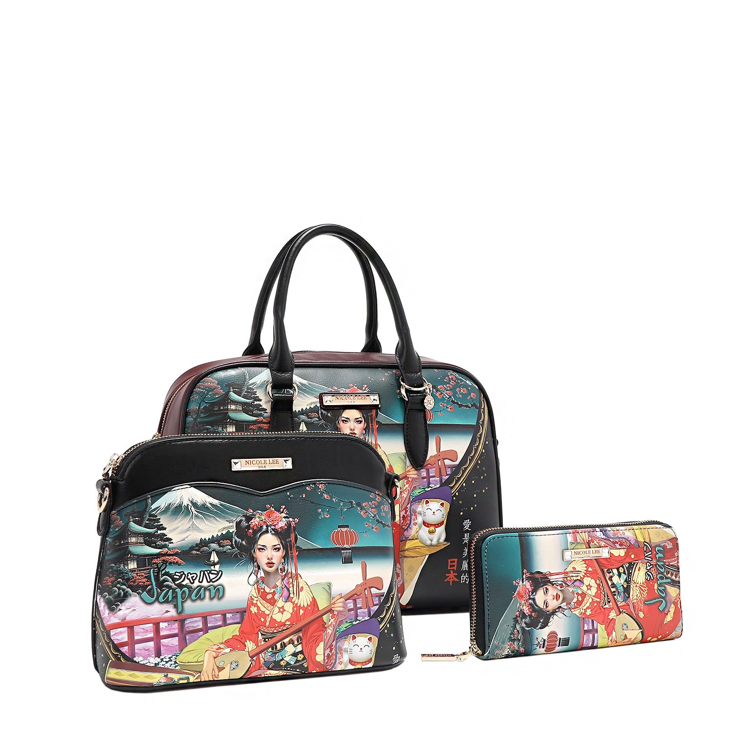 3-PIECE SET (HANDBAG, SHOULDER BAG, WALLET) (<tc>AKIKO LA BELLEZA</tc>)