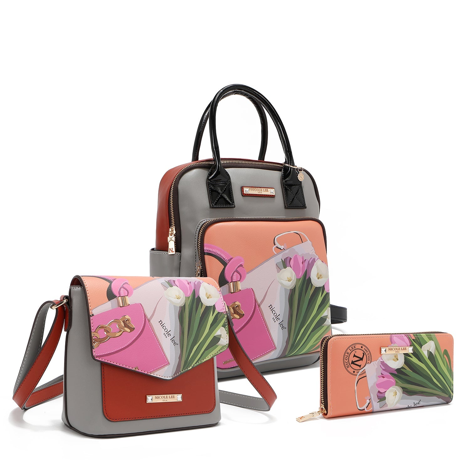 3-PIECE SET (BACKPACK, CROSSBODY BAG, WALLET) (<tc>VIOLET BLOSSOM</tc>)